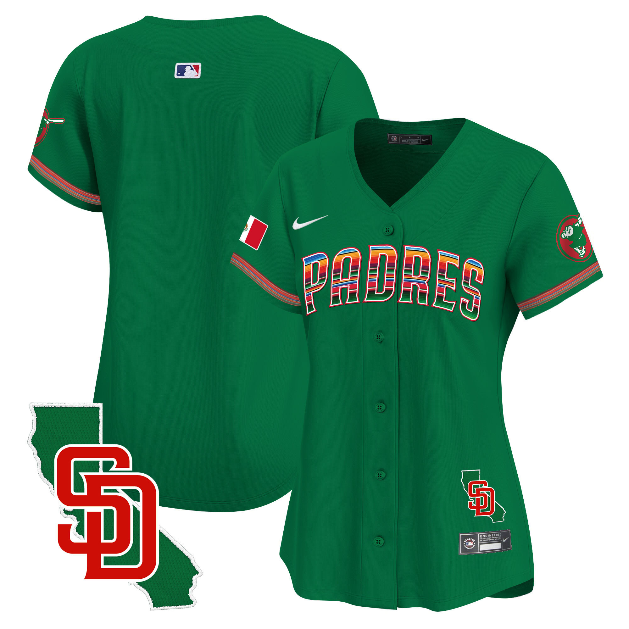 Team Women's San Diego Padres Mexico California Patch Vapor Premier Limited Green Jersey