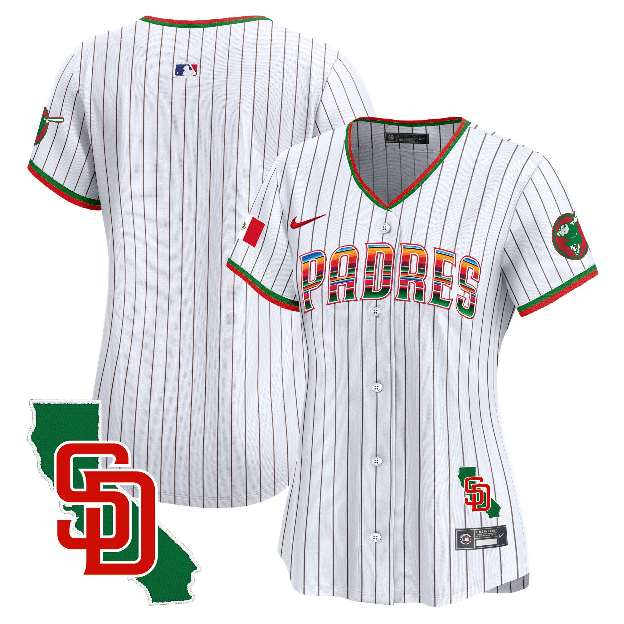 Team Women's San Diego Padres Mexico California Patch Vapor Premier Limited Pinstripe Jersey