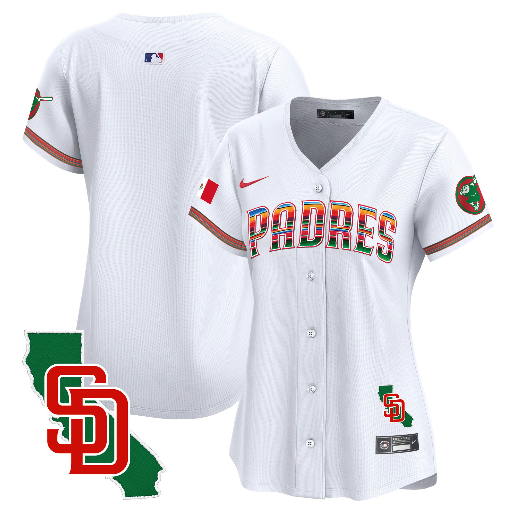 Team Women's San Diego Padres Mexico California Patch Vapor Premier Limited White Jersey
