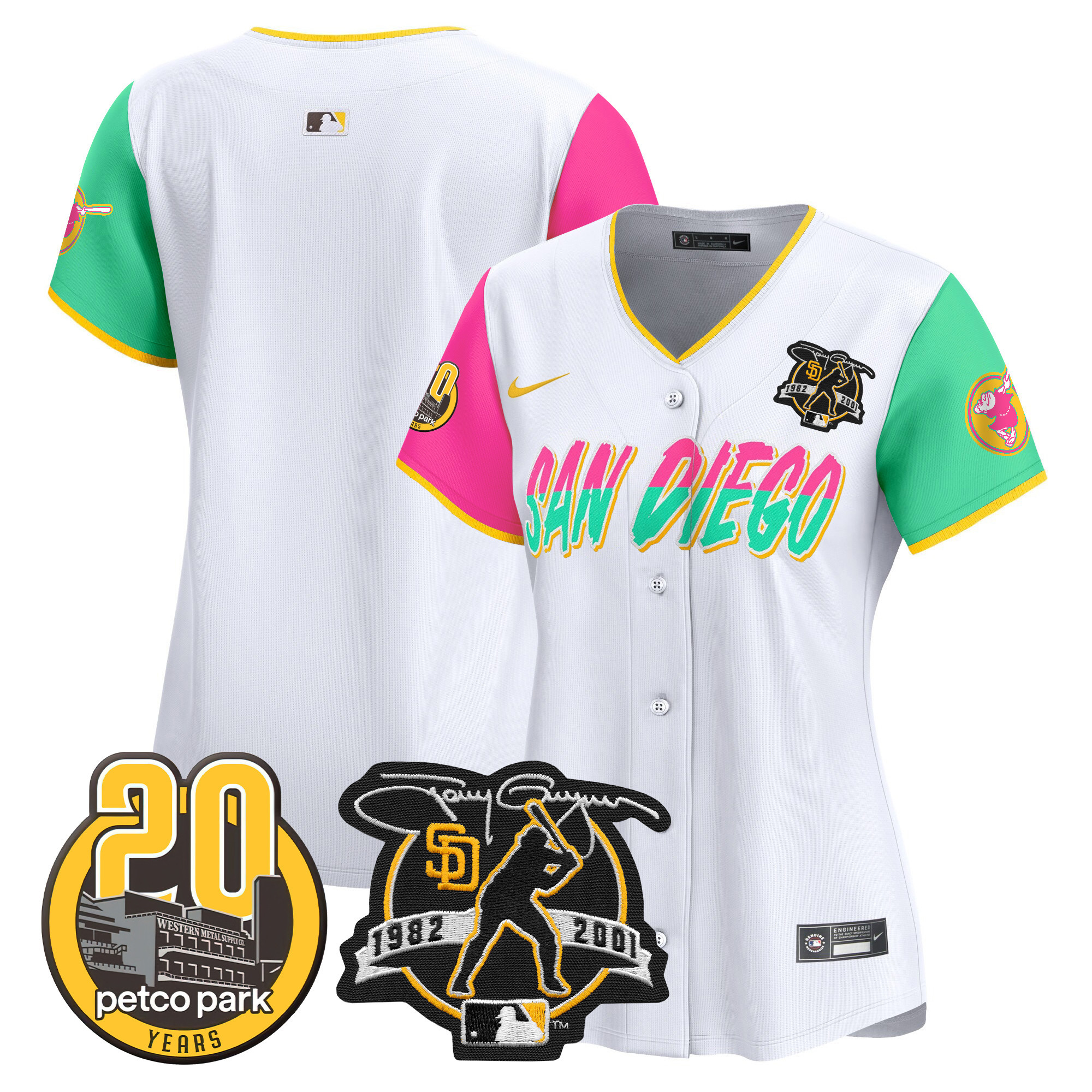 Team Women's San Diego Padres Tony Gwynn & Petco Park 20th Patch Vapor Premier Limited City Connect Jersey