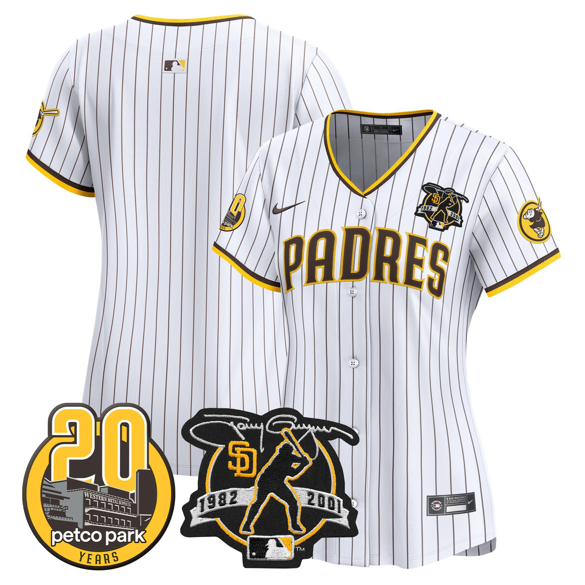 Team Women's San Diego Padres Tony Gwynn & Petco Park 20th Patch Vapor Premier Limited White Jersey