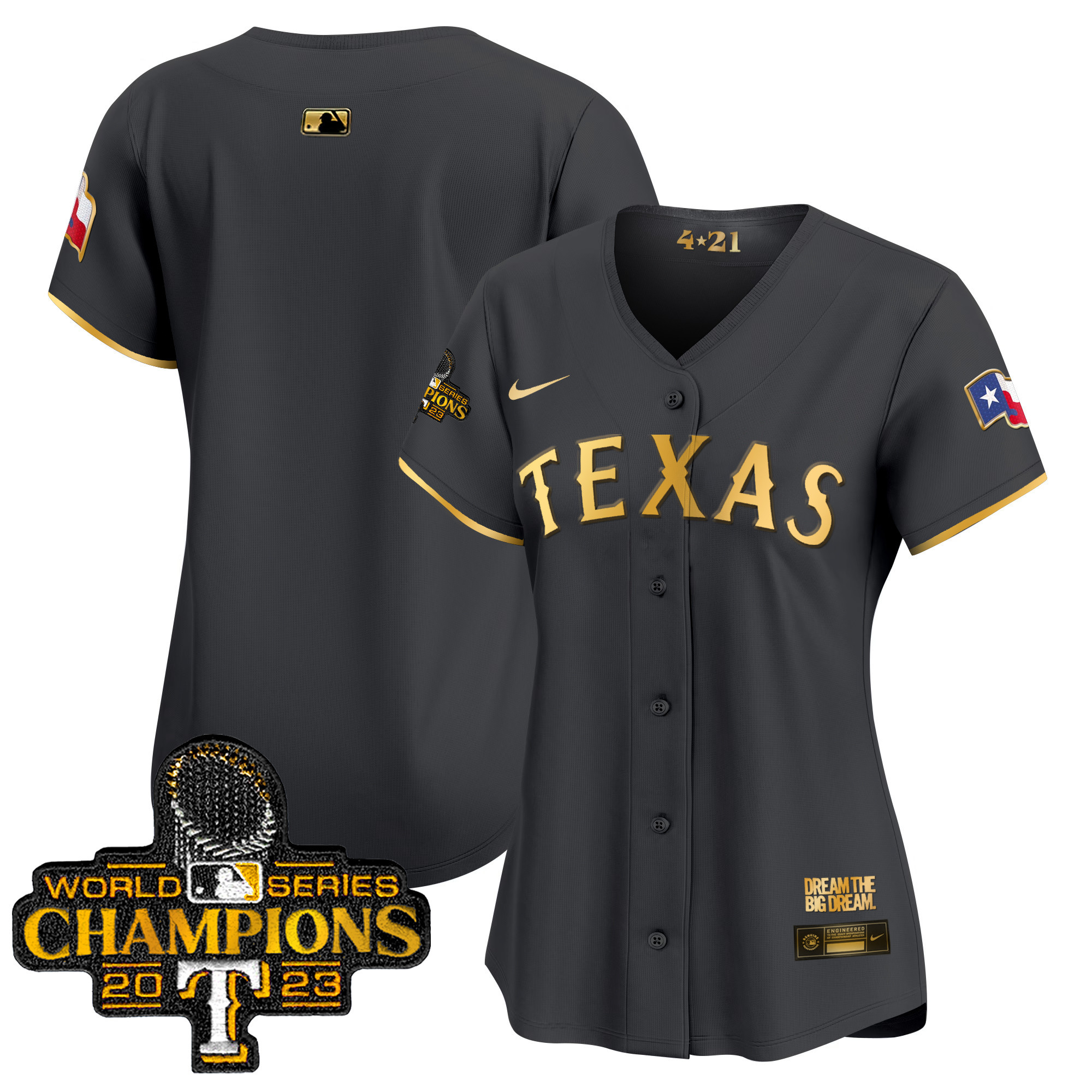 Team Women's Texas Rangers World Series Champions City Connect Vapor Premier Limited Black Gold Jersey