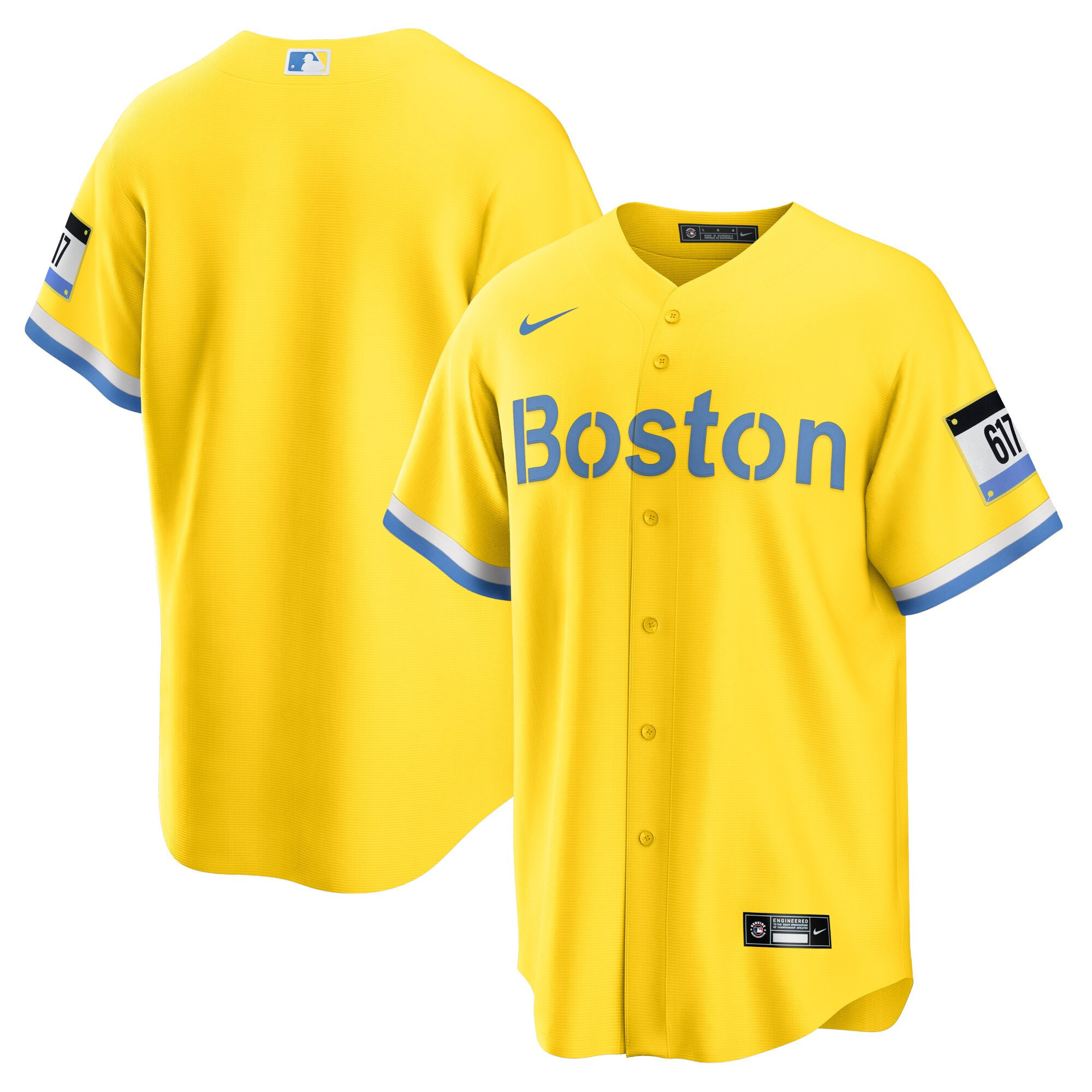 Team Youth's Boston Red Sox Yellow Cool Base Jersey - All Stitched