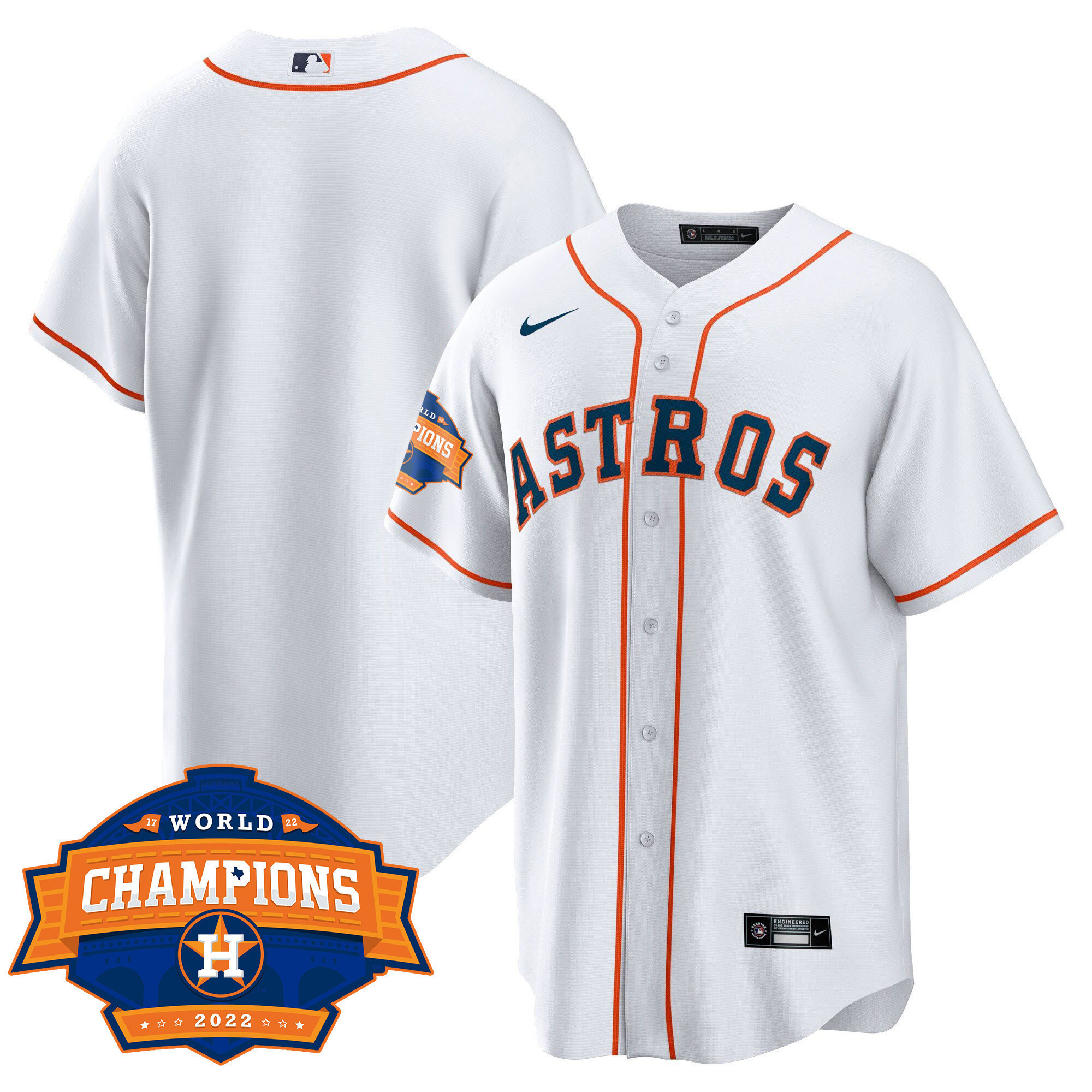 Team Youth's Houston Astros World Series Champions Patch Limited Cool Home Jersey