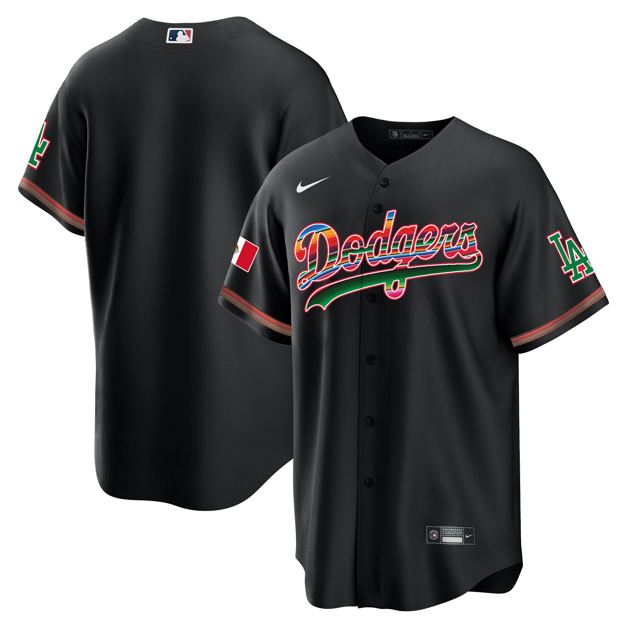 Team Youth's Los Angeles Dodgers Mexico Cool Base Limited Black Jersey