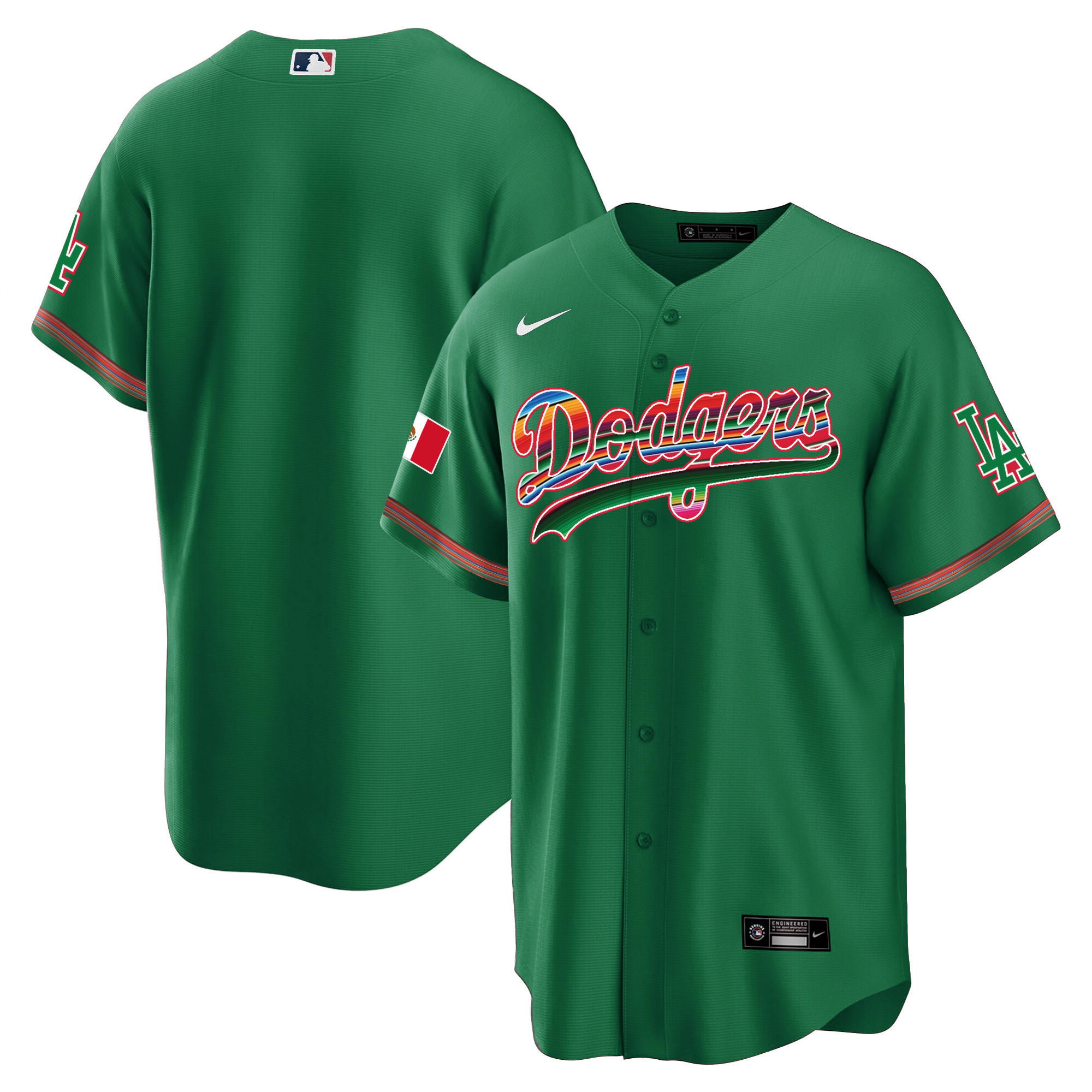 Team Youth's Los Angeles Dodgers Mexico Cool Base Limited Green Jersey