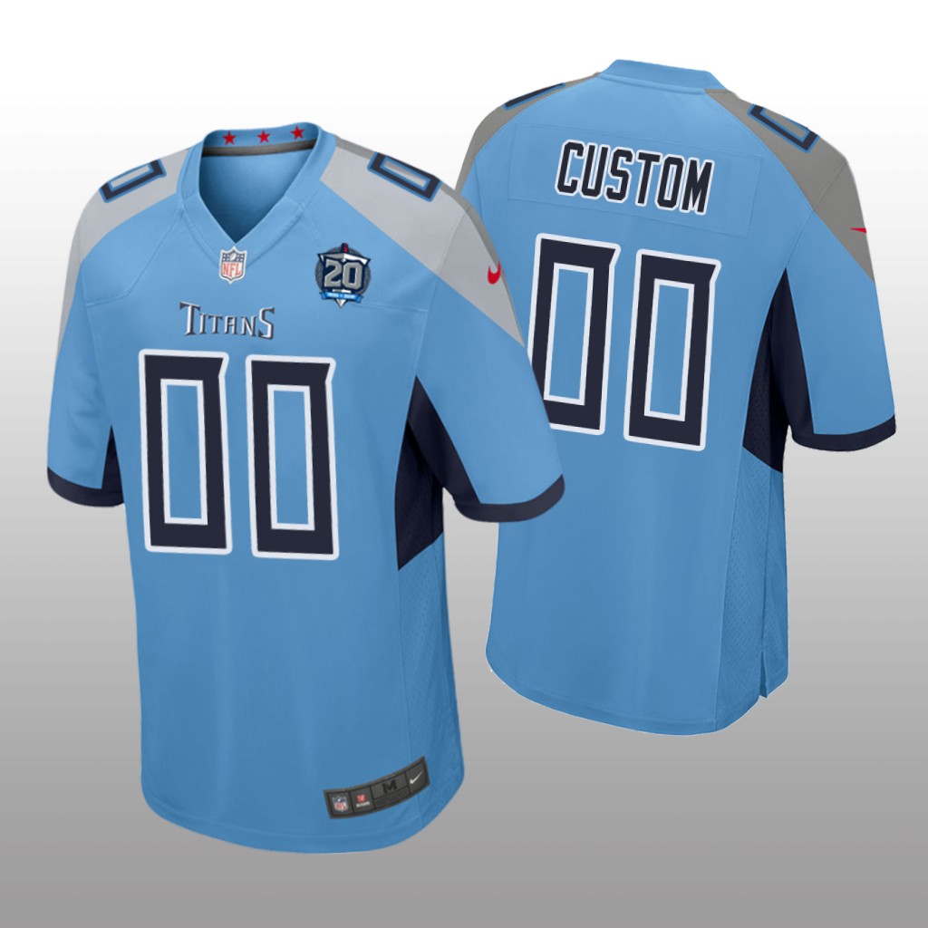 Tennessee Titans #00 Light Blue Men's Custom Game Jersey