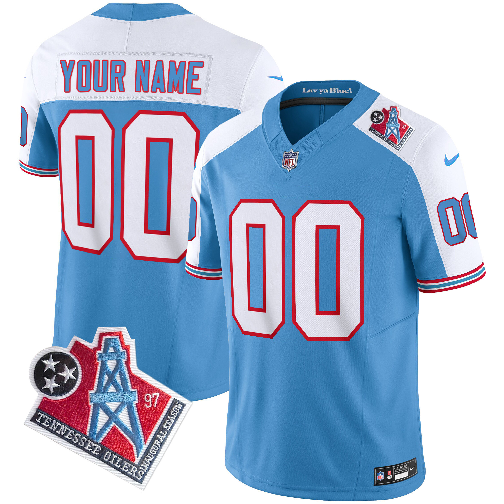 Tennessee Titans 1997 Throwback Limited Vapor Custom Alternate Jersey