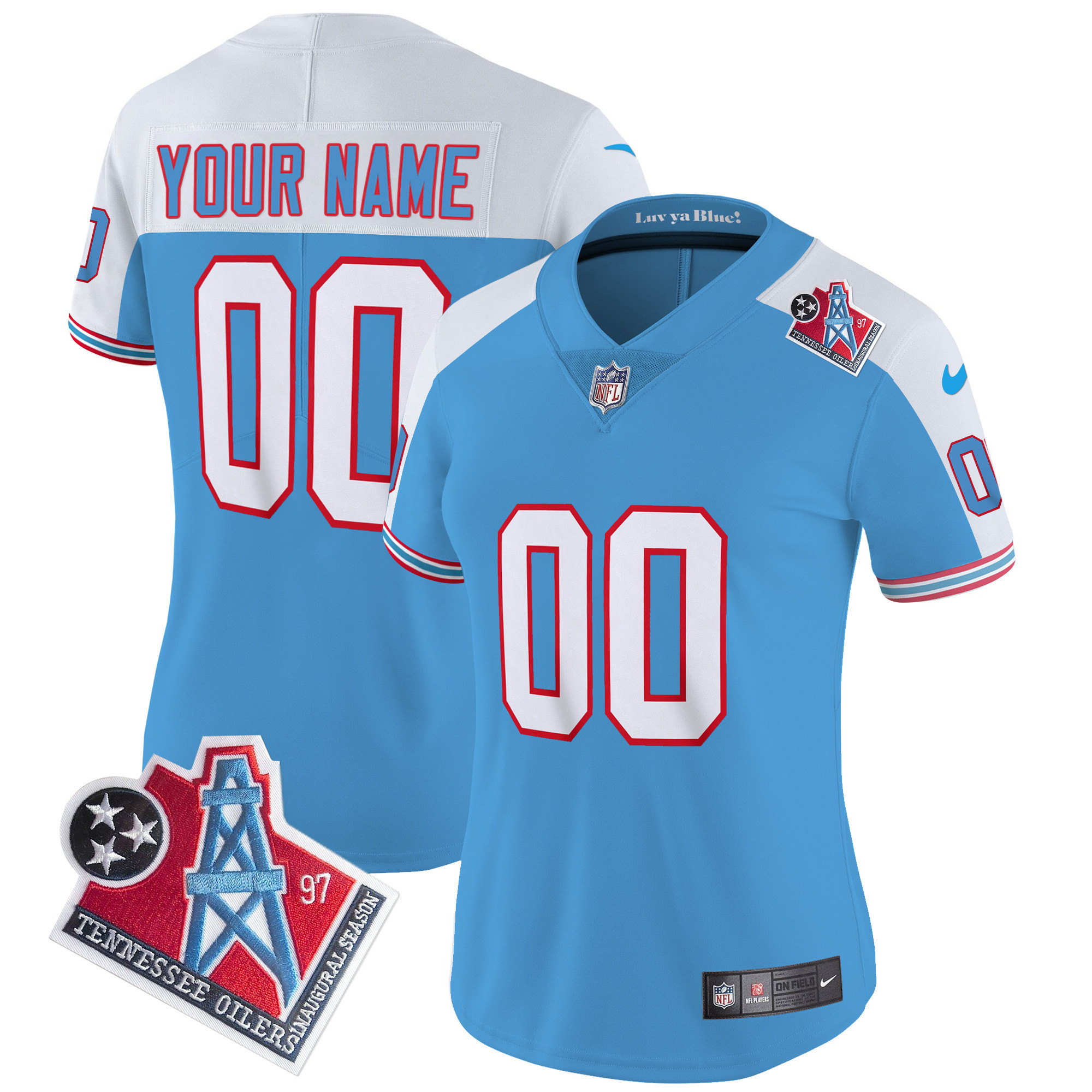 Tennessee Titans 1997 Throwback Limited Vapor Custom Alternate Jersey