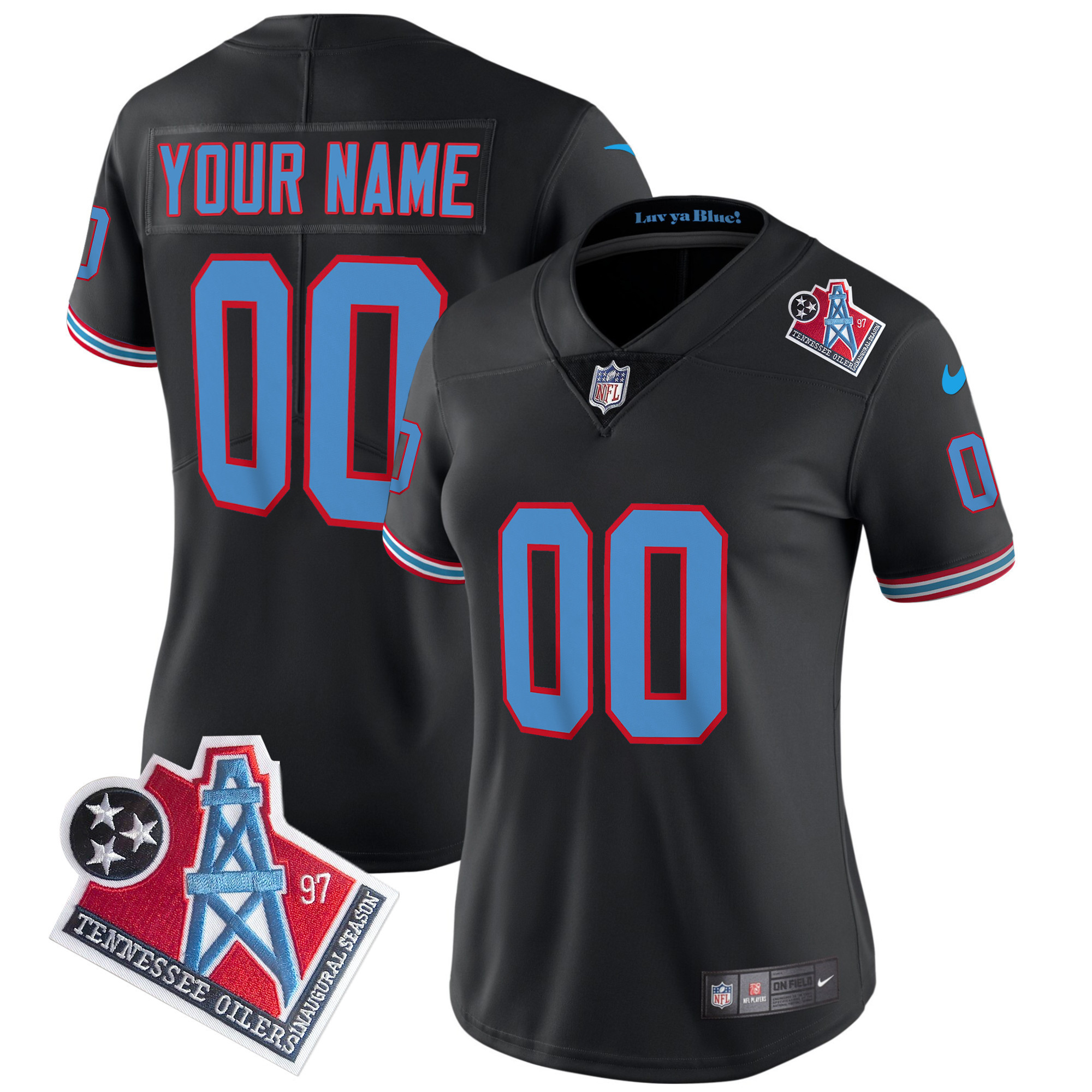 Tennessee Titans 1997 Throwback Limited Vapor Custom Black Jersey