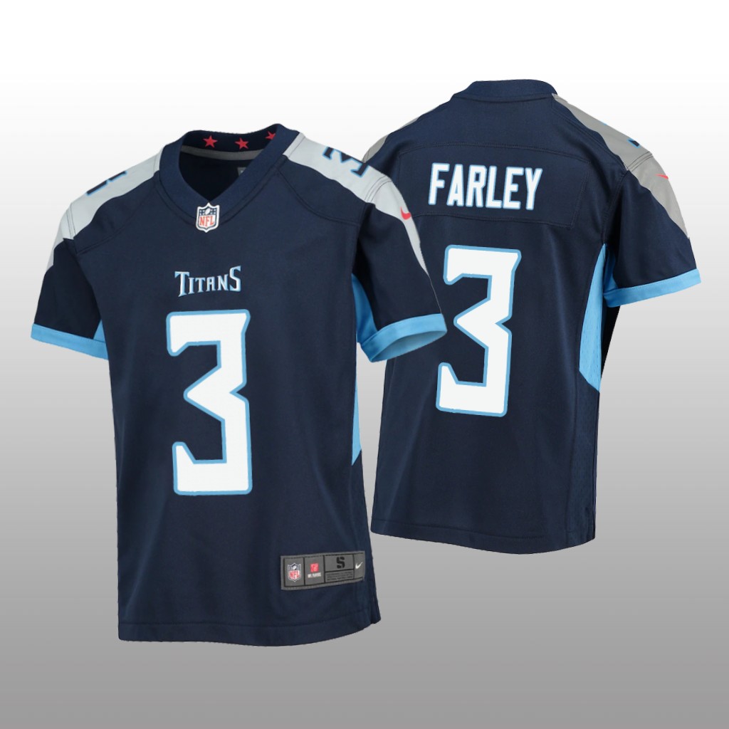 Tennessee Titans Caleb Farley Navy Jersey Game - Youth