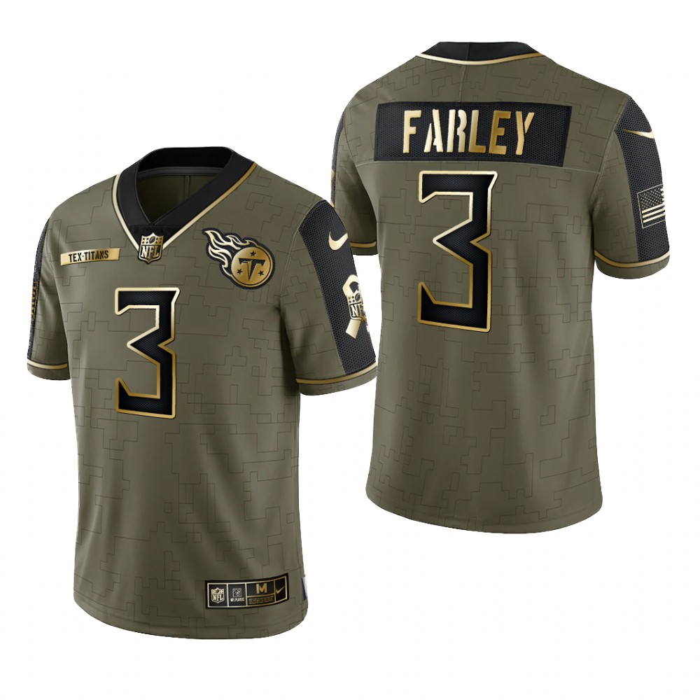 Tennessee Titans Caleb Farley Olive Gold Limited Jersey  Salute To Service - Men's