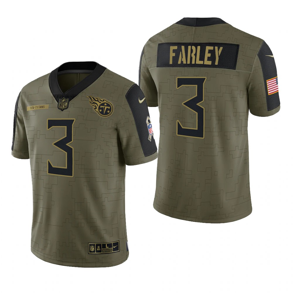 Tennessee Titans Caleb Farley Olive Limited Jersey  Salute To Service - Men's