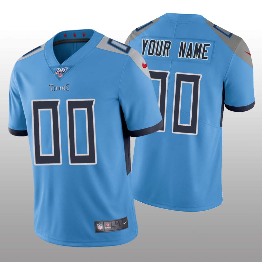 Tennessee Titans Custom Light Blue Vapor Limited Jersey 100th Season - Men's
