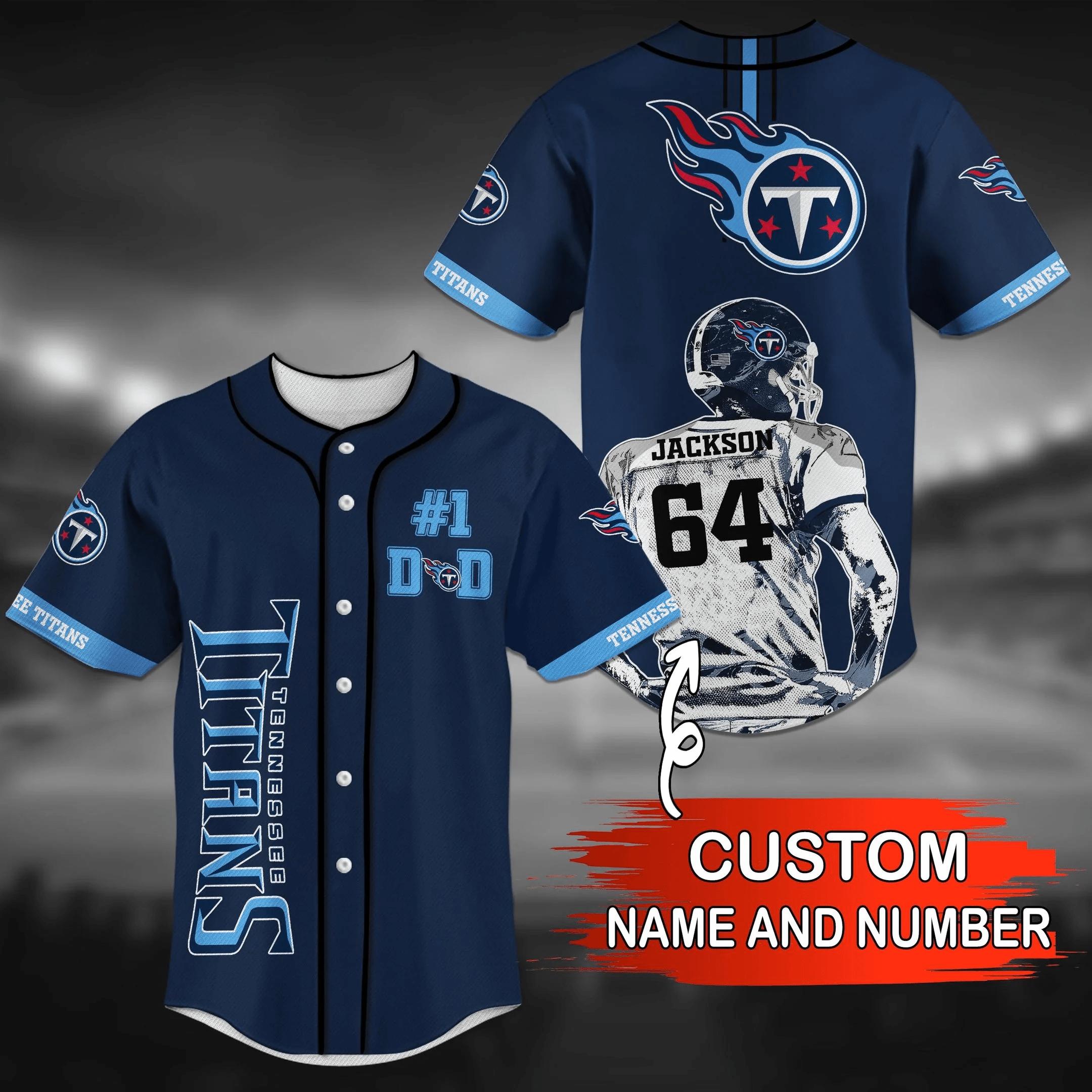 Tennessee Titans Custom Name Baseball Jersey Shirt