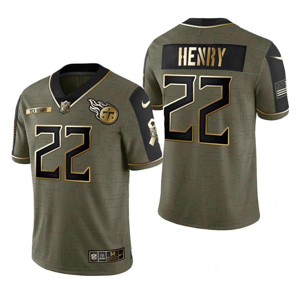 Tennessee Titans Derrick Henry Olive Gold Limited Jersey  Salute To Service - Men's