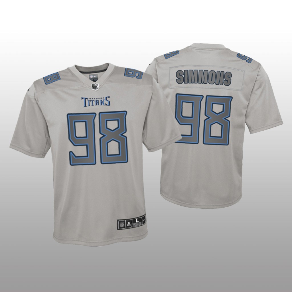 Tennessee Titans Jeffery Simmons Gray Jersey Atmosphere Fashion Game - Youth