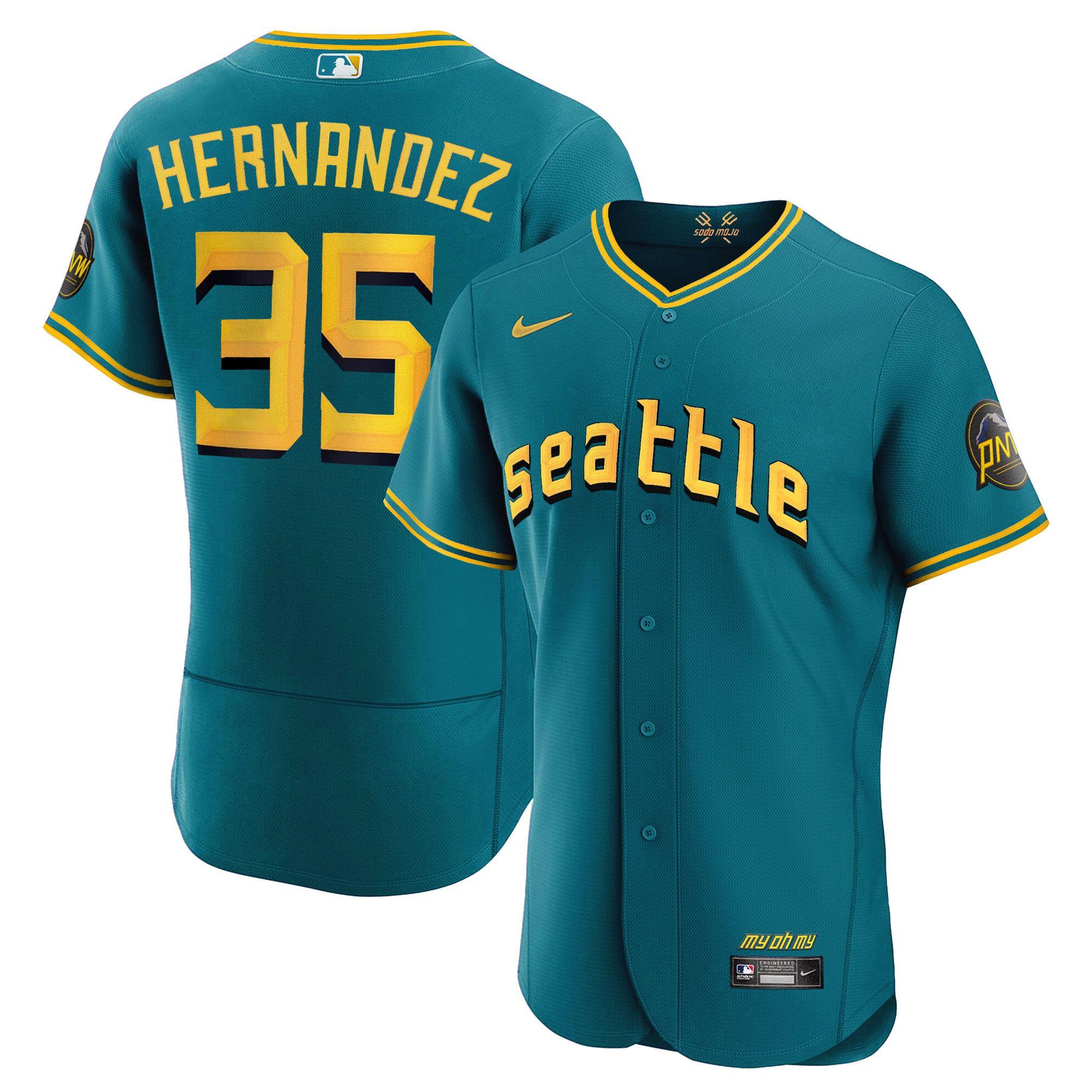 Teoscar Hernandez Men's Seattle Mariners City Connect Collection Flex Aqua Jersey