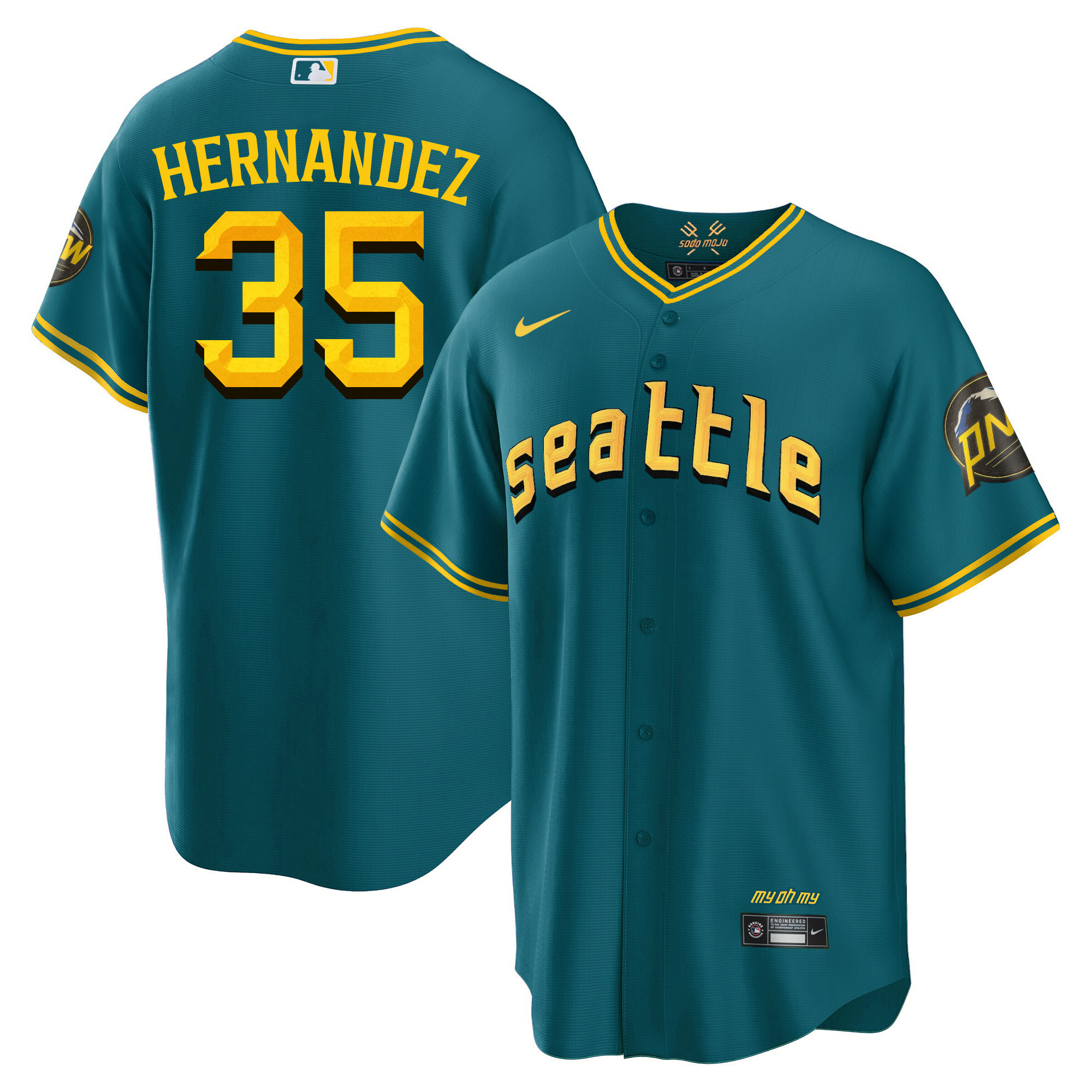 Teoscar Hernandez Men's Seattle Mariners City Connect Fan Made Collection Cool Aqua Jersey