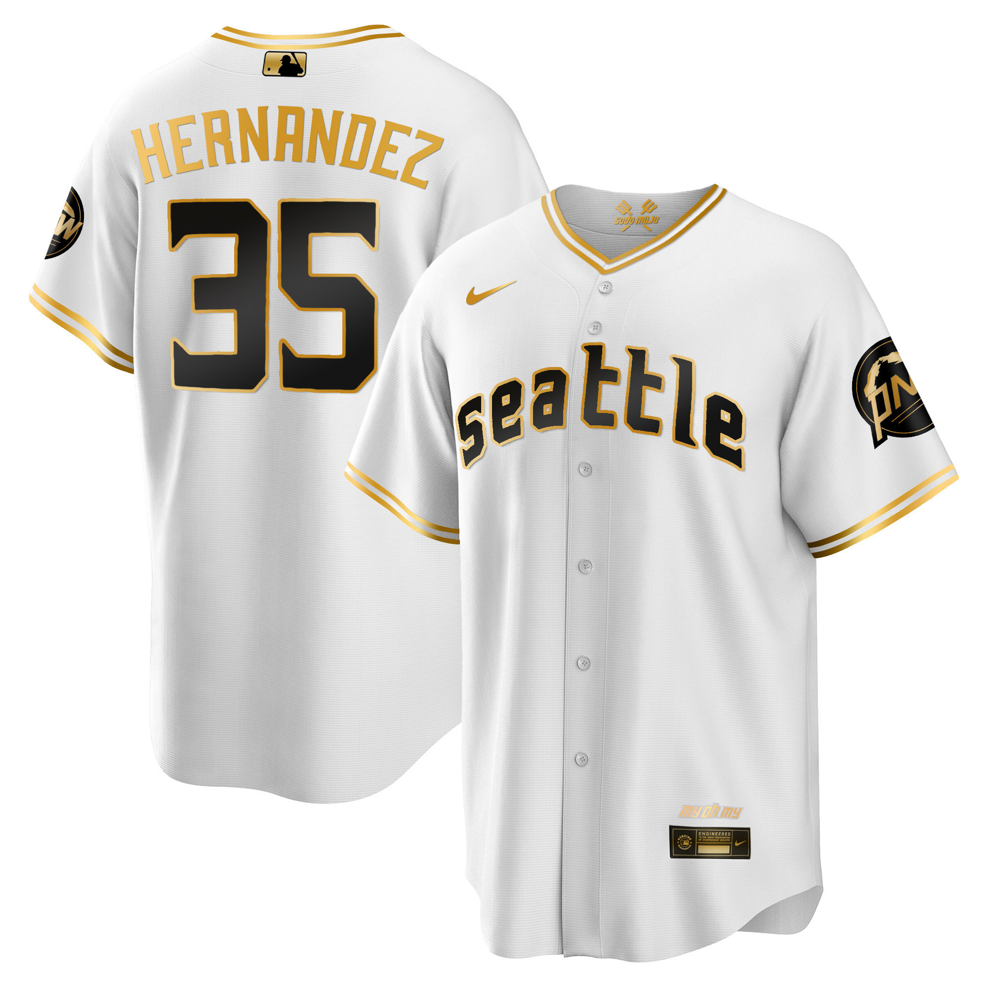 Teoscar Hernandez Men's Seattle Mariners City Connect Gold Cool White Gold Jersey