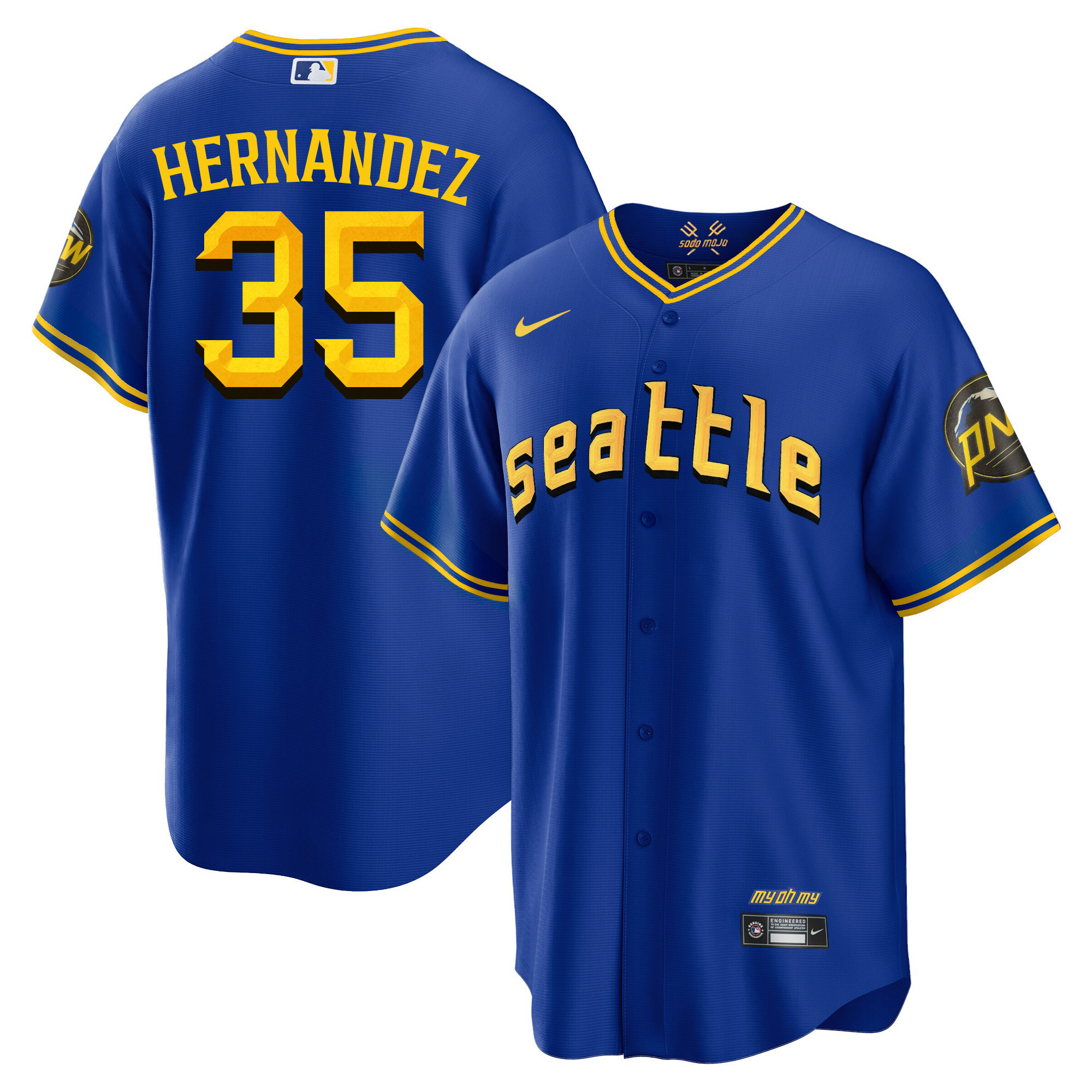 Teoscar Hernandez Men's Seattle Mariners City Connect Gold Fan Made Cool Royal Jersey
