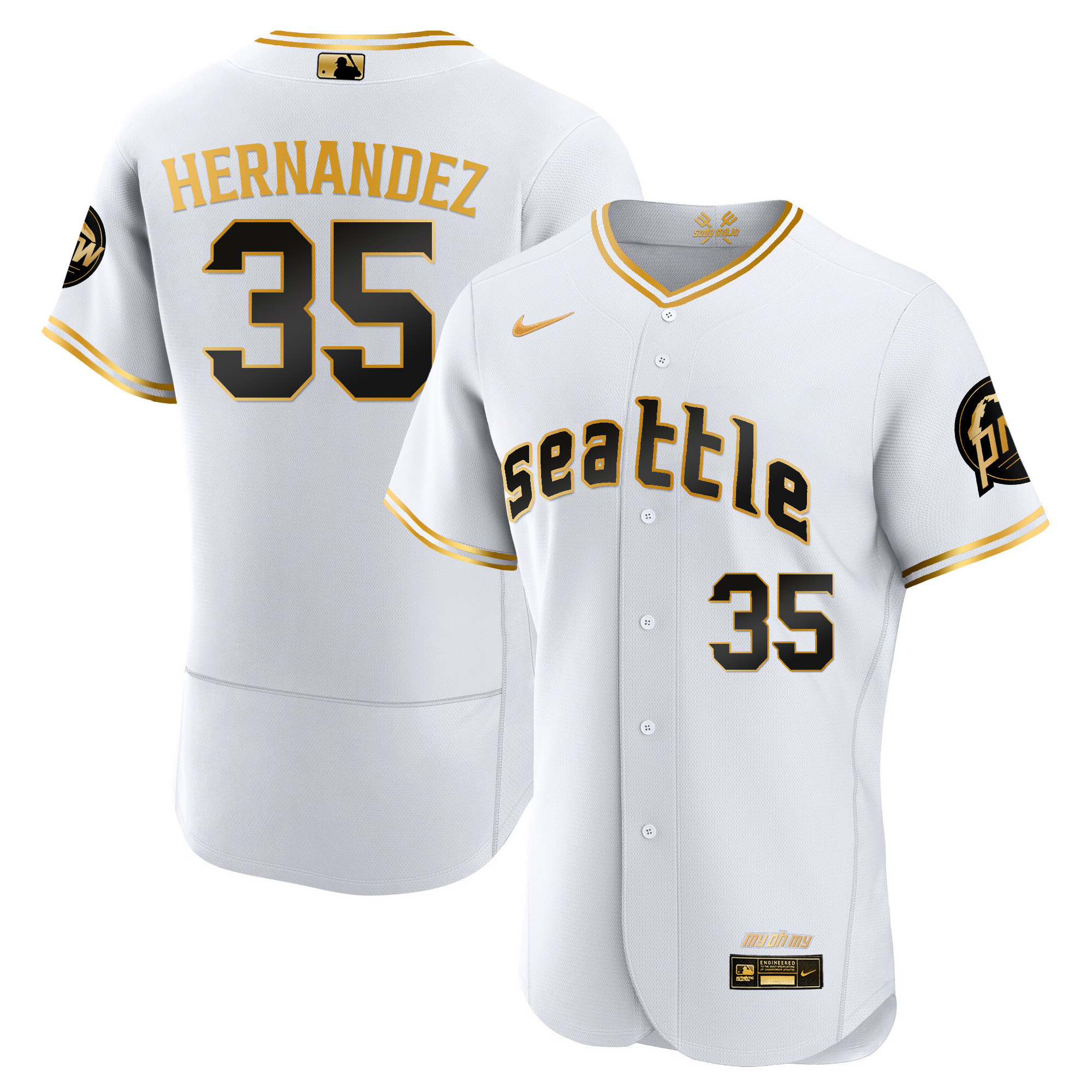Teoscar Hernandez Men's Seattle Mariners City Connect Gold Fan Made Flex White Gold Jersey