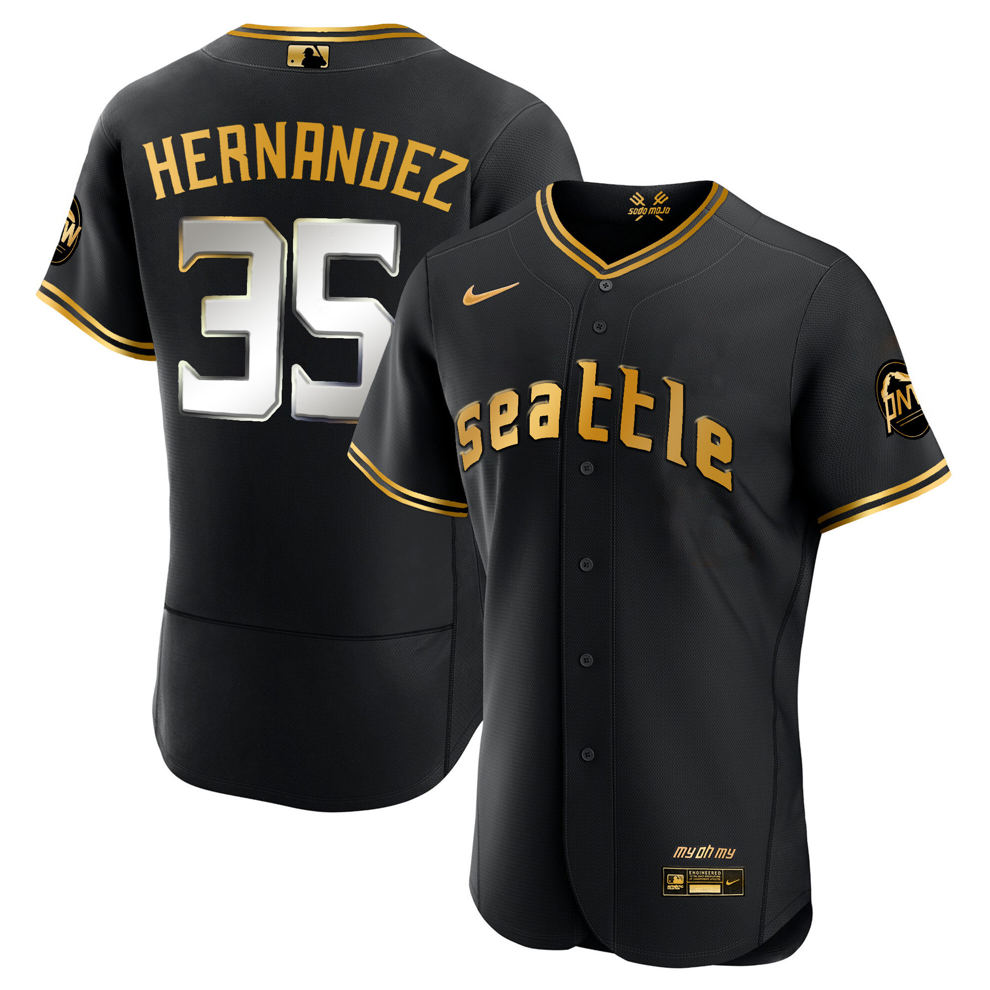 Teoscar Hernandez Men's Seattle Mariners City Connect Gold Flex Black Gold Jersey