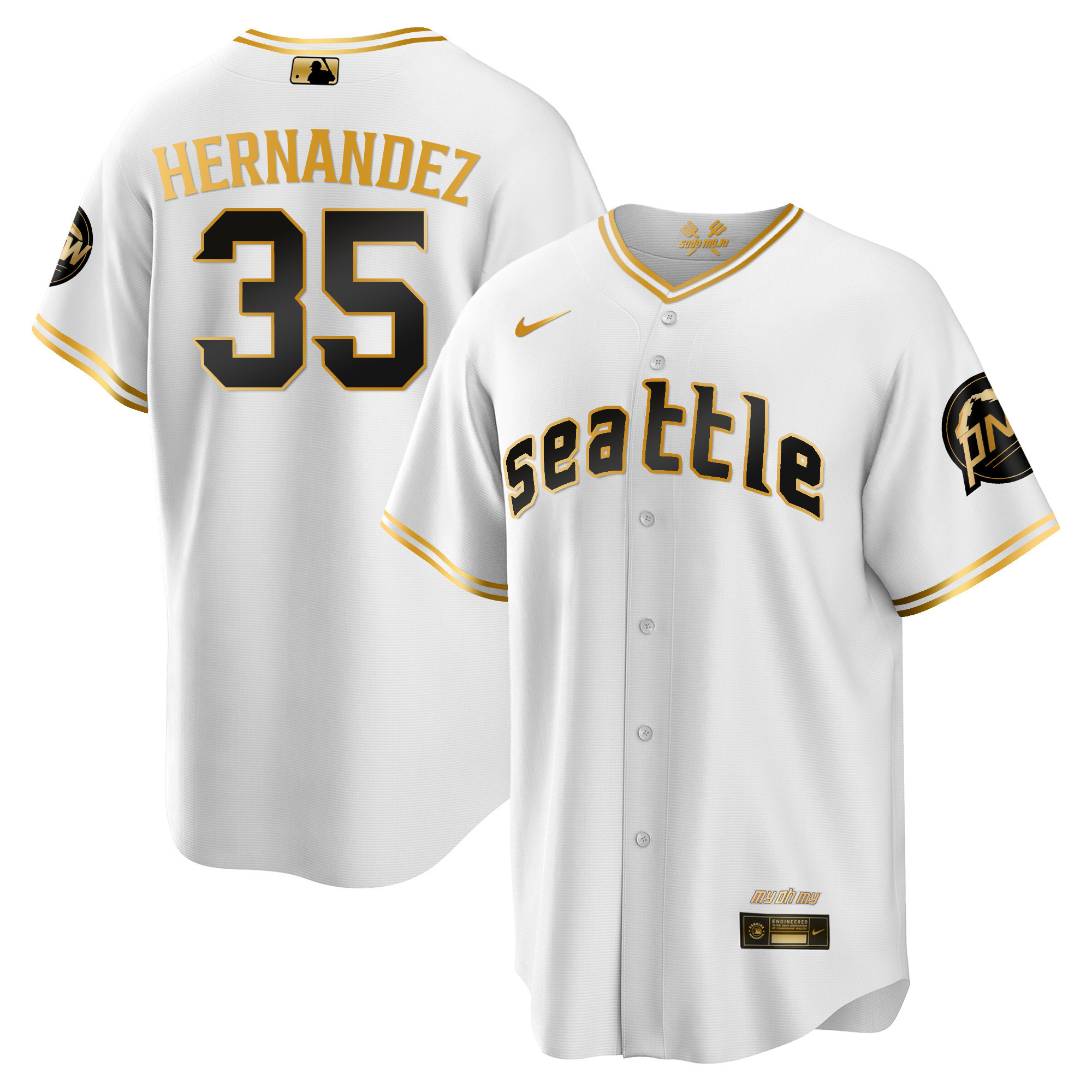 Teoscar Hernandez Men's Seattle Mariners City Connect Cool Base White Gold Jersey