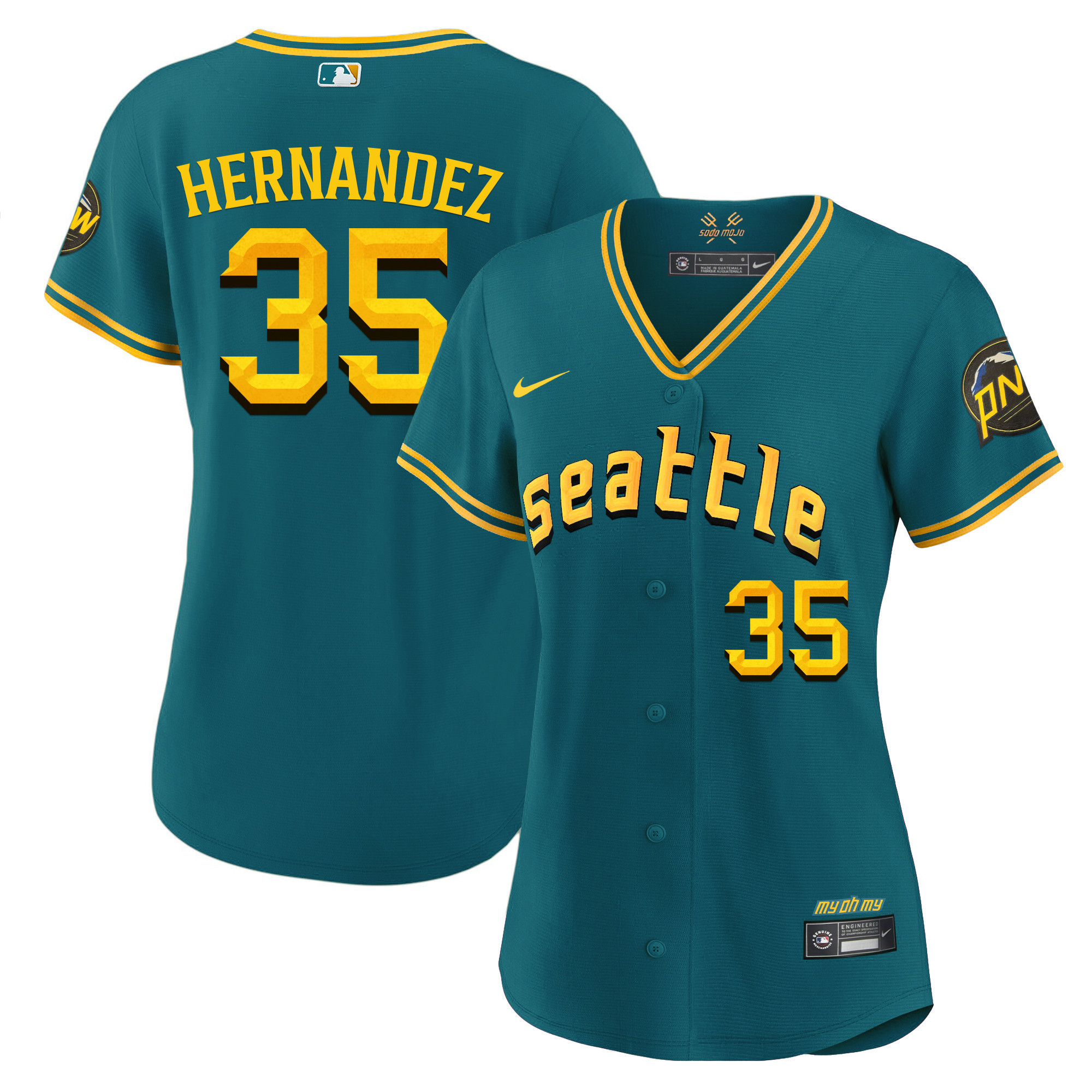 Teoscar Hernandez Women's Seattle Mariners City Connect Fan Made Aqua Jersey