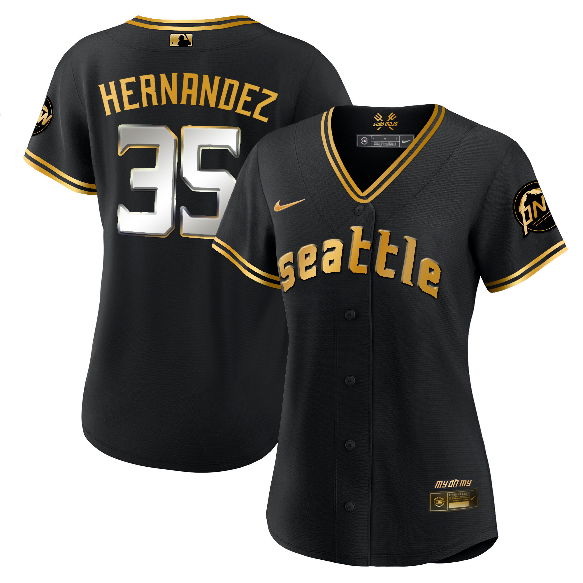 Teoscar Hernandez Women's Seattle Mariners City Connect Gold Black Gold Jersey
