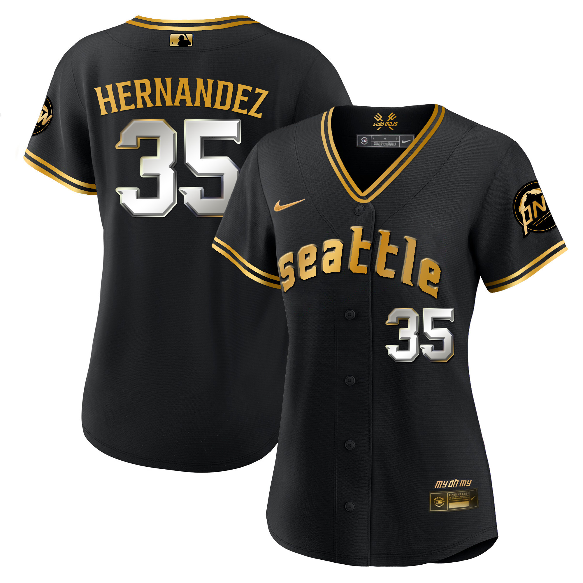Teoscar Hernandez Women's Seattle Mariners City Connect Gold Fan Made Black Gold Jersey