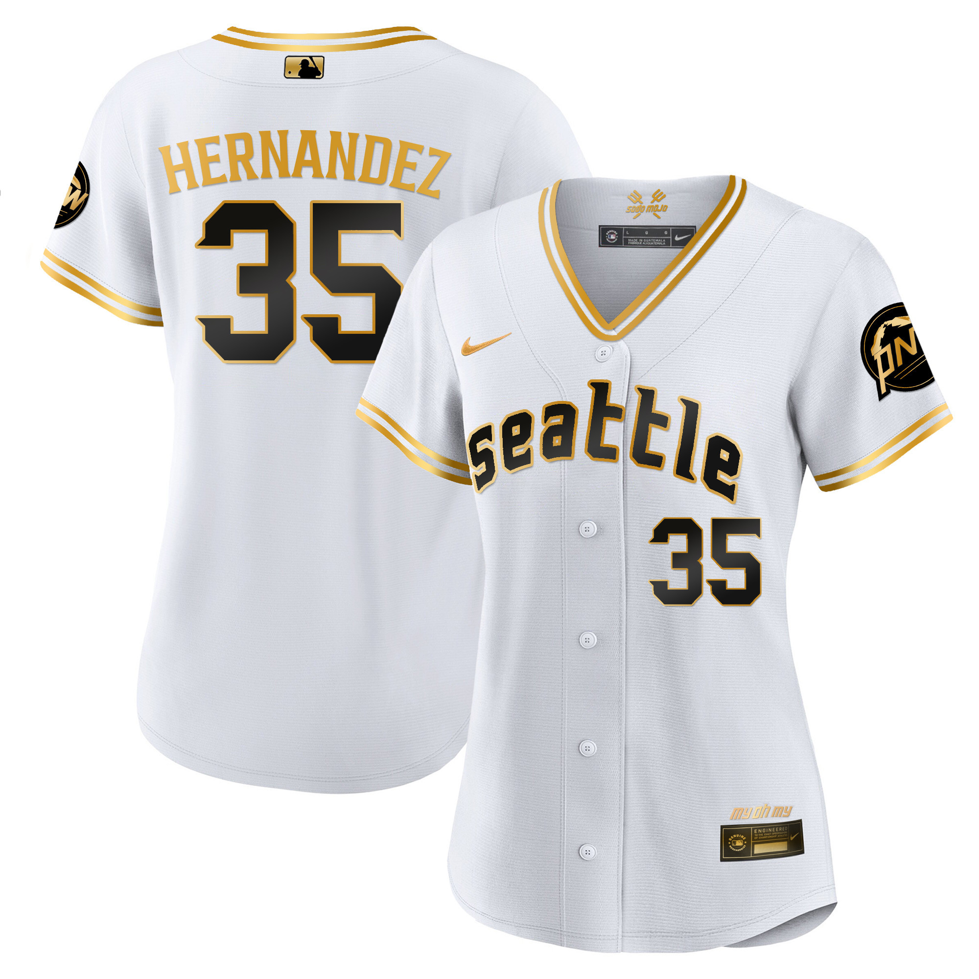 Teoscar Hernandez Women's Seattle Mariners City Connect Gold Fan Made White Gold Jersey