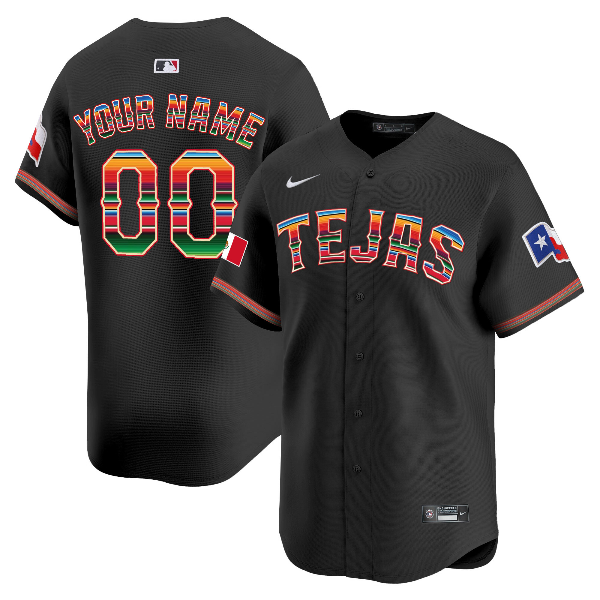 Texas Rangers Mexico Vapor Premier Limited Custom V2 Black Jersey