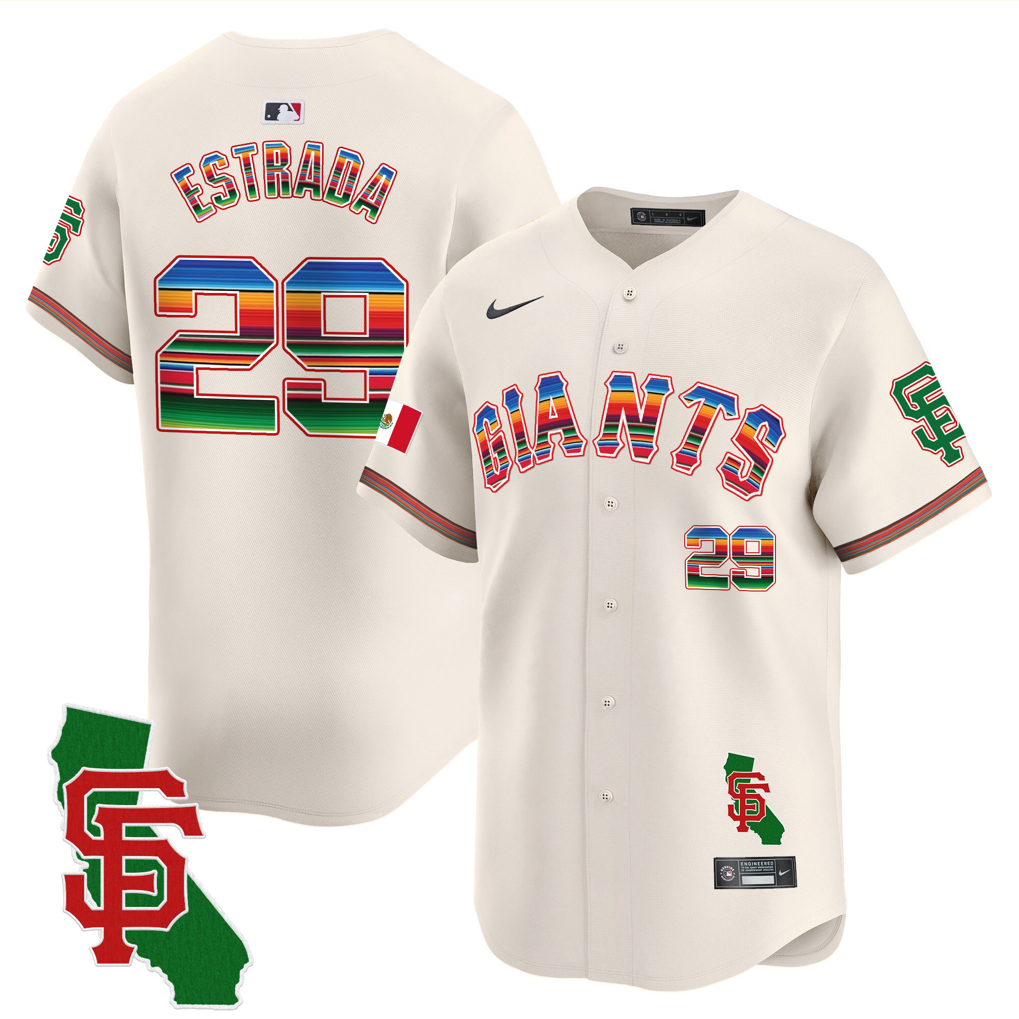 Thairo Estrada Men's San Francisco Giants Mexico California Patch Vapor Premier Limited Cream Jersey