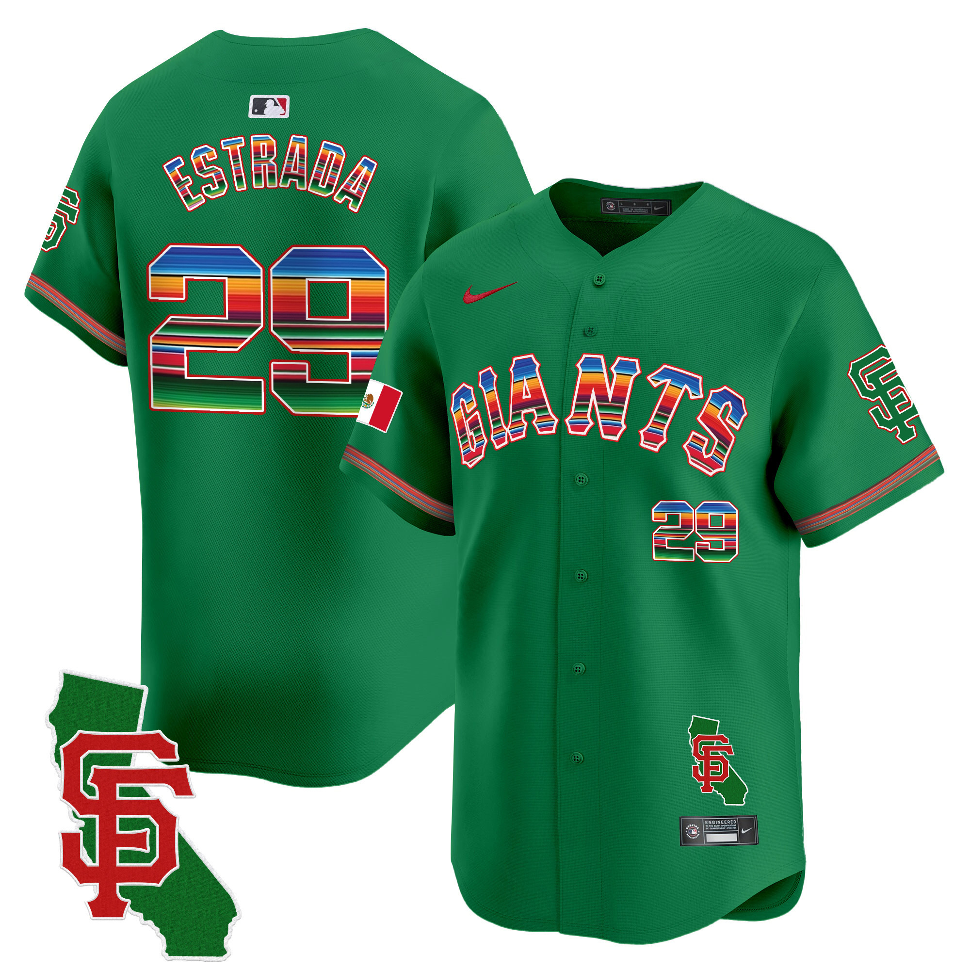Thairo Estrada Men's San Francisco Giants Mexico California Patch Vapor Premier Limited Green Jersey