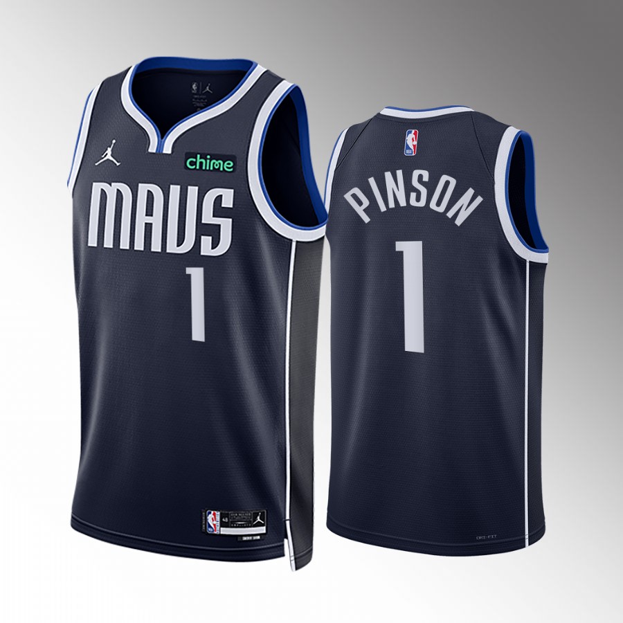 Theo Pinson Dallas Mavericks Navy #1 Statement Edition Jersey Swingman
