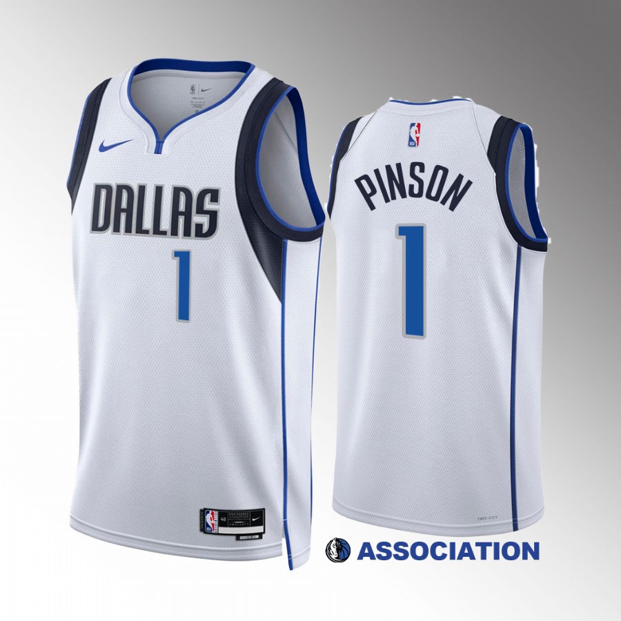 Theo Pinson Dallas Mavericks White #1 Association Edition Jersey Swingman
