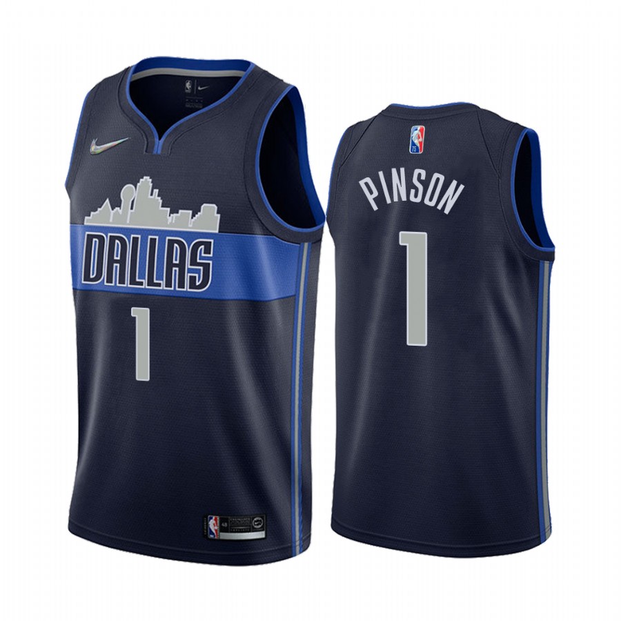 Theo Pinson Dallas Mavericks Statement Edition Navy #1 Jersey 75th Season