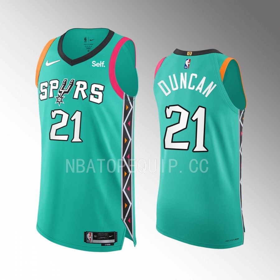 Tim Duncan San Antonio Spurs #21 City Edition Jersey Teal