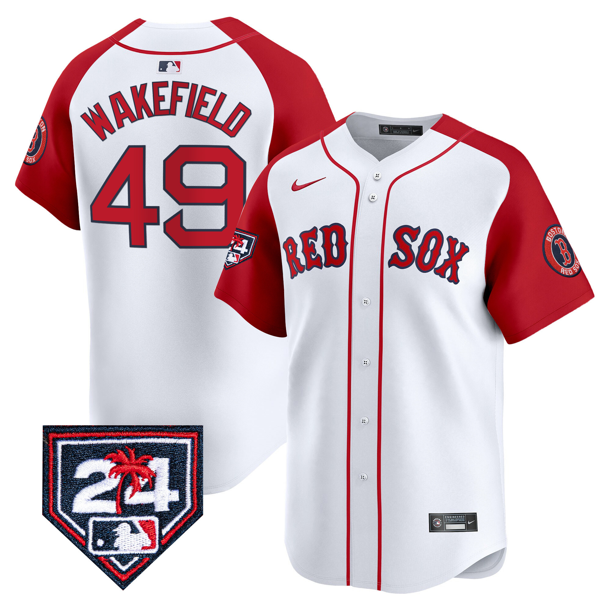 Tim Wakefield Men's Boston Red Sox Spring Training Patch Vapor Premier Limited Red Alternate Jersey - All Stitched