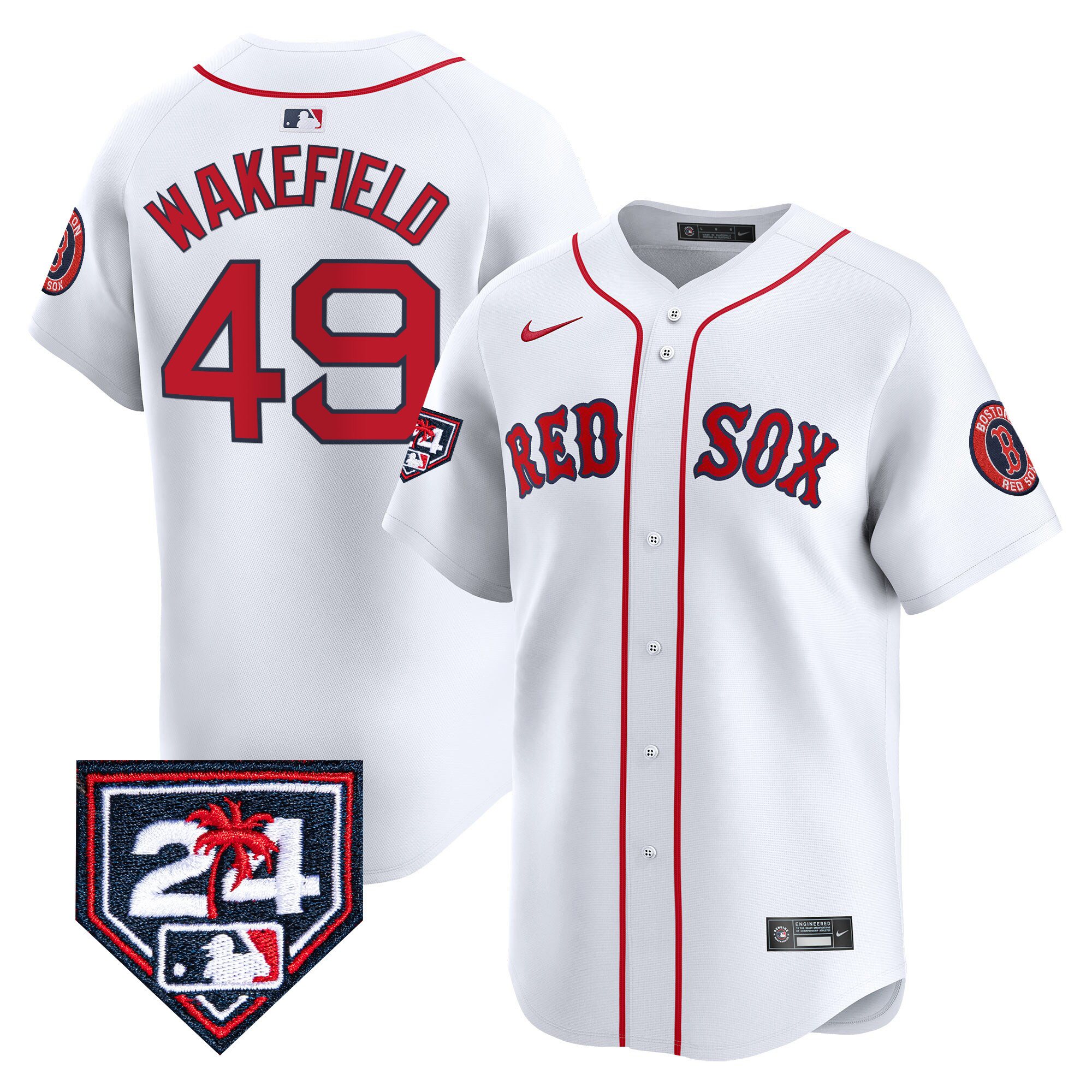 Tim Wakefield Men's Boston Red Sox Spring Training Patch Vapor Premier Limited White Jersey - All Stitched