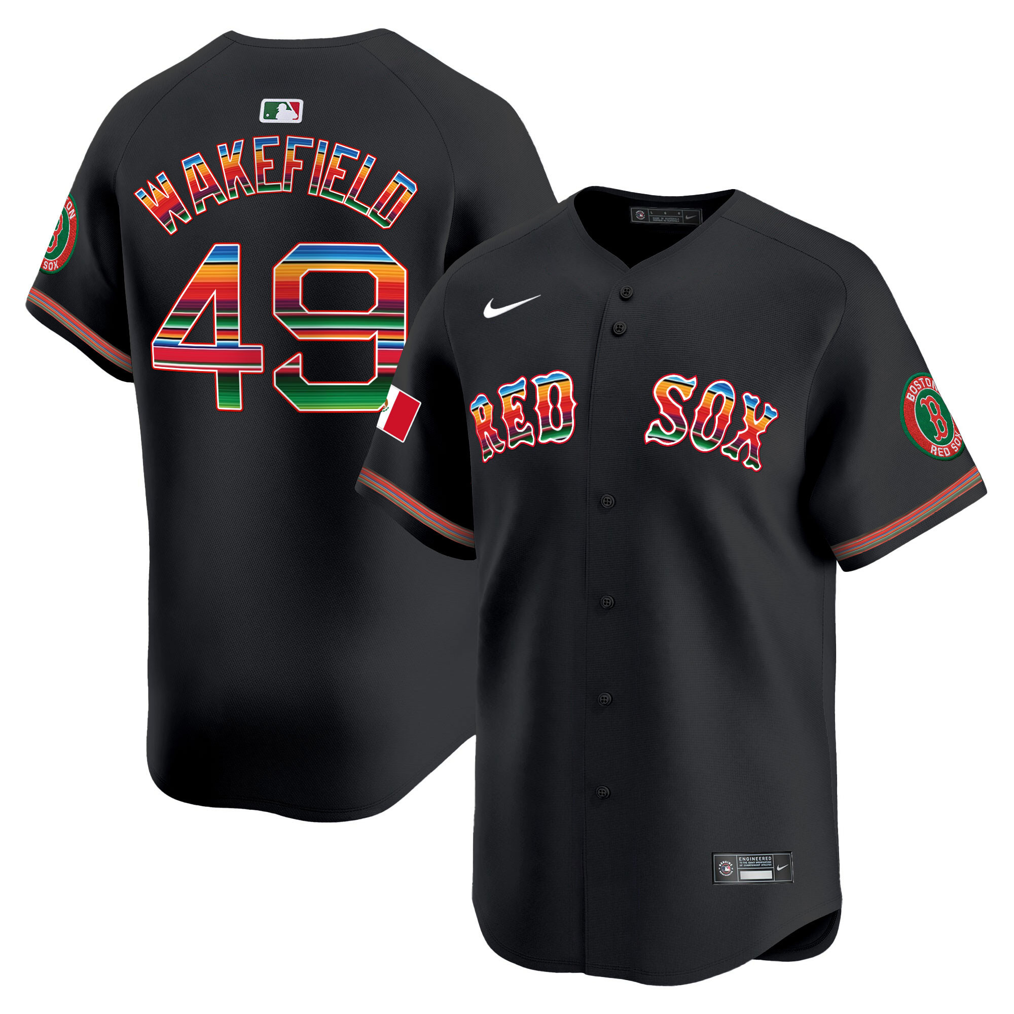 Tim Wakefield Men's Boston Red Sox Mexico Vapor Premier Limited Black Jersey - All Stitched