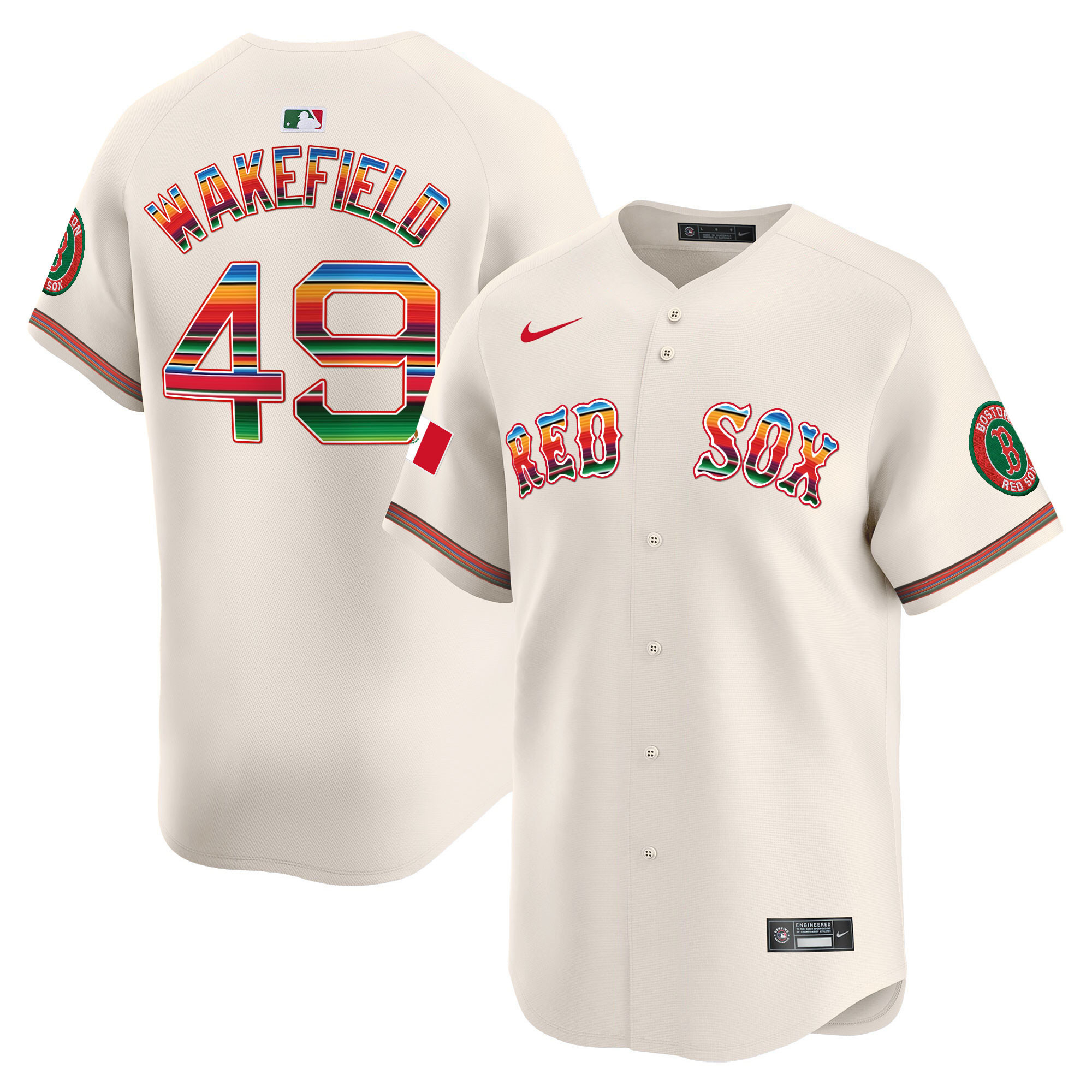 Tim Wakefield Men's Boston Red Sox Mexico Vapor Premier Limited Cream Jersey - All Stitched