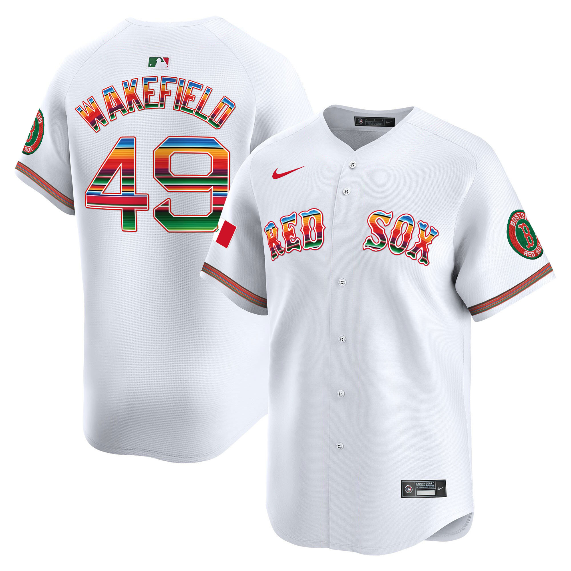 Tim Wakefield Men's Boston Red Sox Mexico Vapor Premier Limited White Jersey - All Stitched