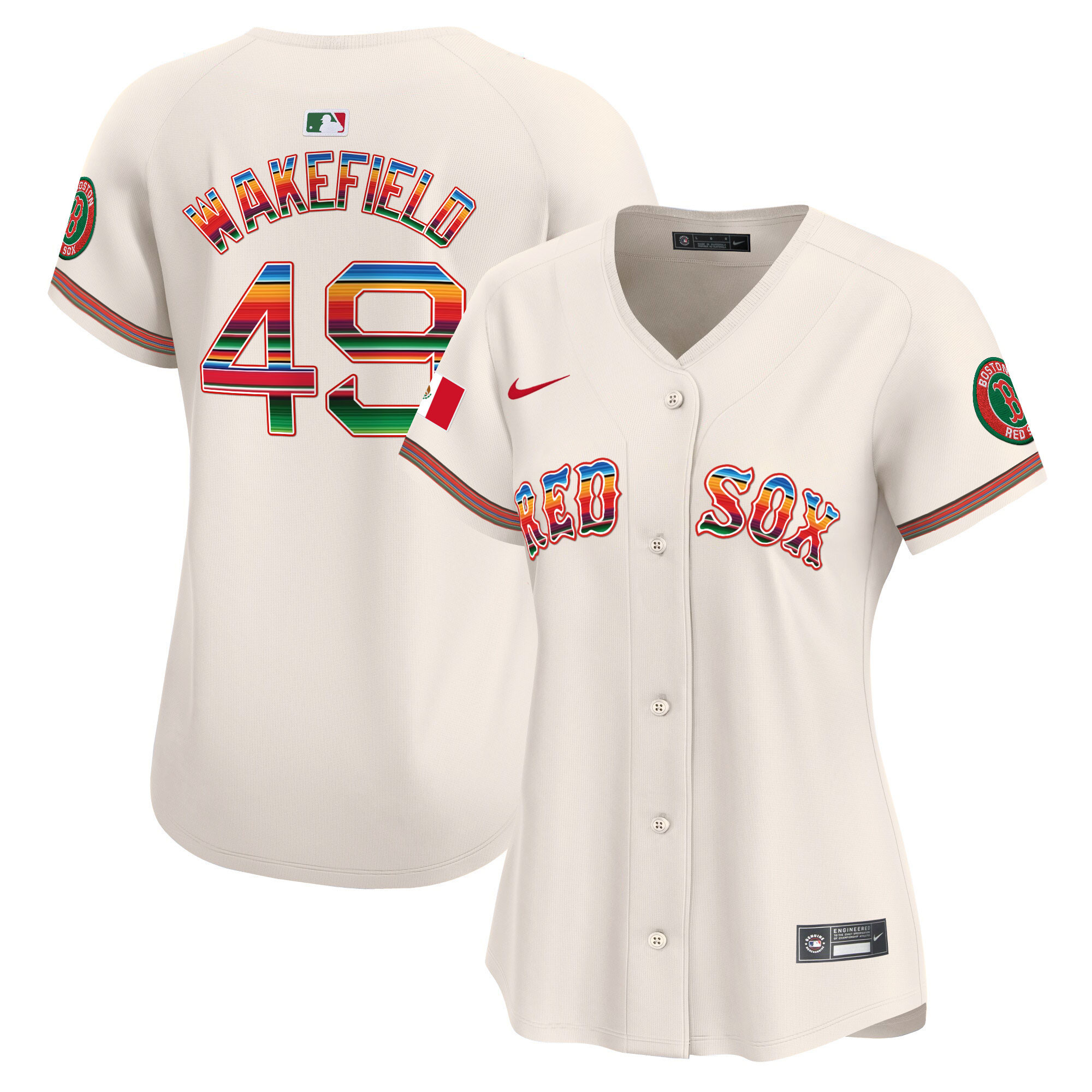 Tim Wakefield Women's Boston Red Sox Mexico Vapor Premier Limited Cream Jersey - All Stitched
