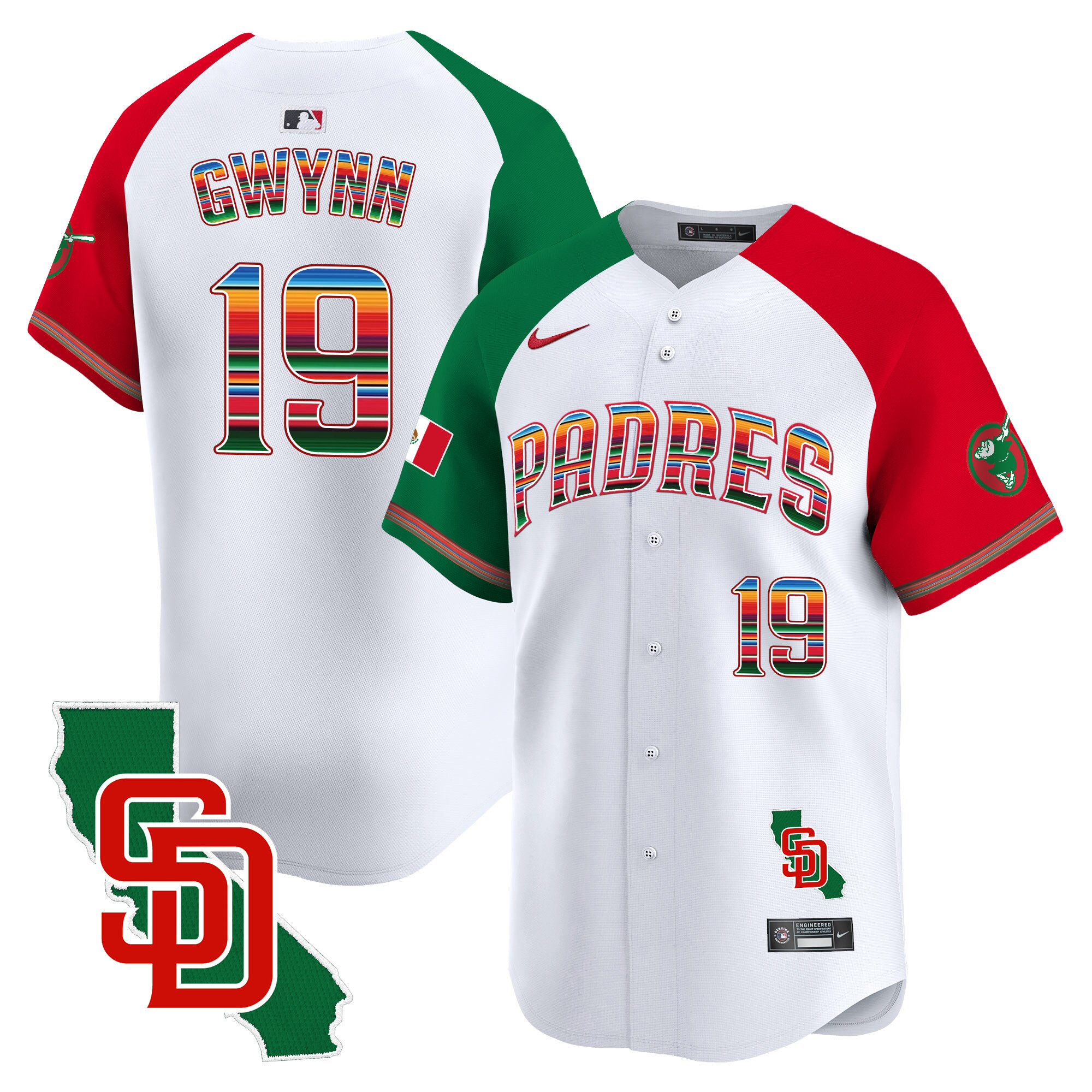 Tony Gwynn Men's San Diego Padres Mexico California Patch Vapor Premier Limited Alternate Jersey