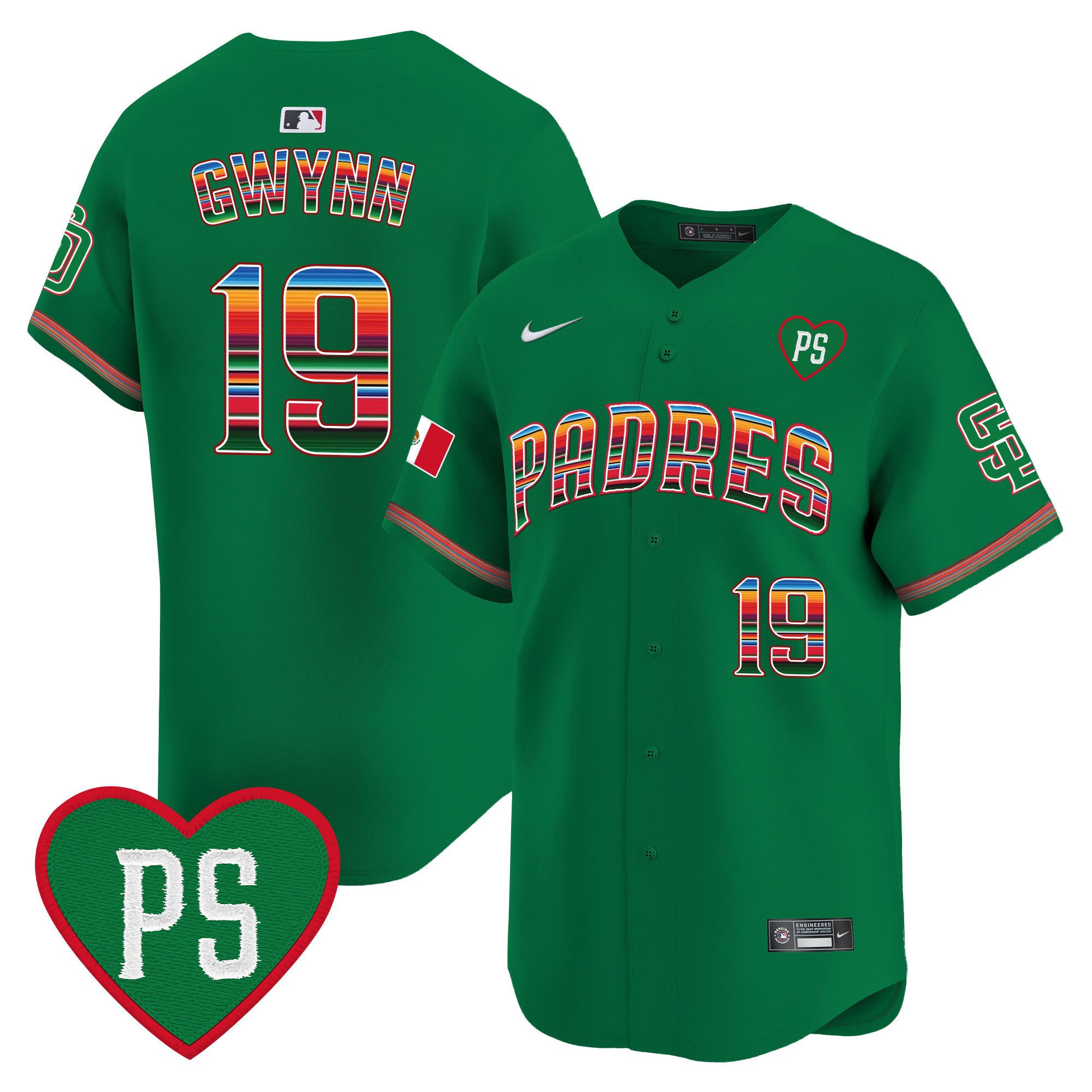 Tony Gwynn Men's San Diego Padres Mexico "For Peter" Patch Vapor Premier Limited Green Jersey