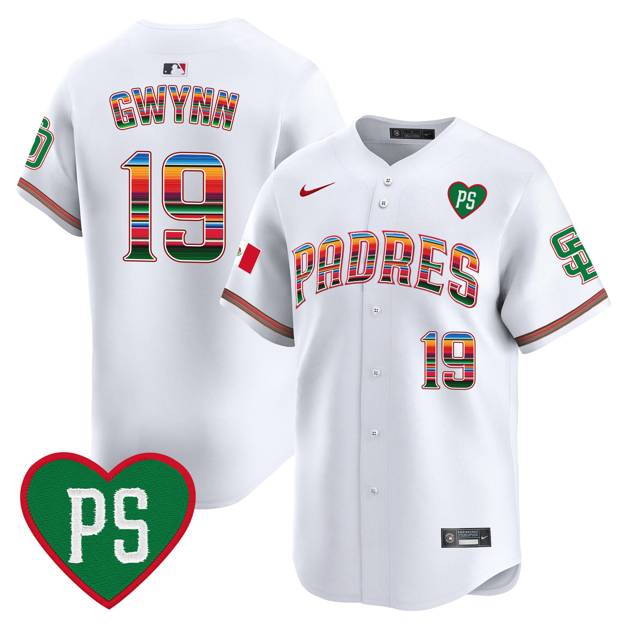 Tony Gwynn Men's San Diego Padres Mexico "For Peter" Patch Vapor Premier Limited White Jersey