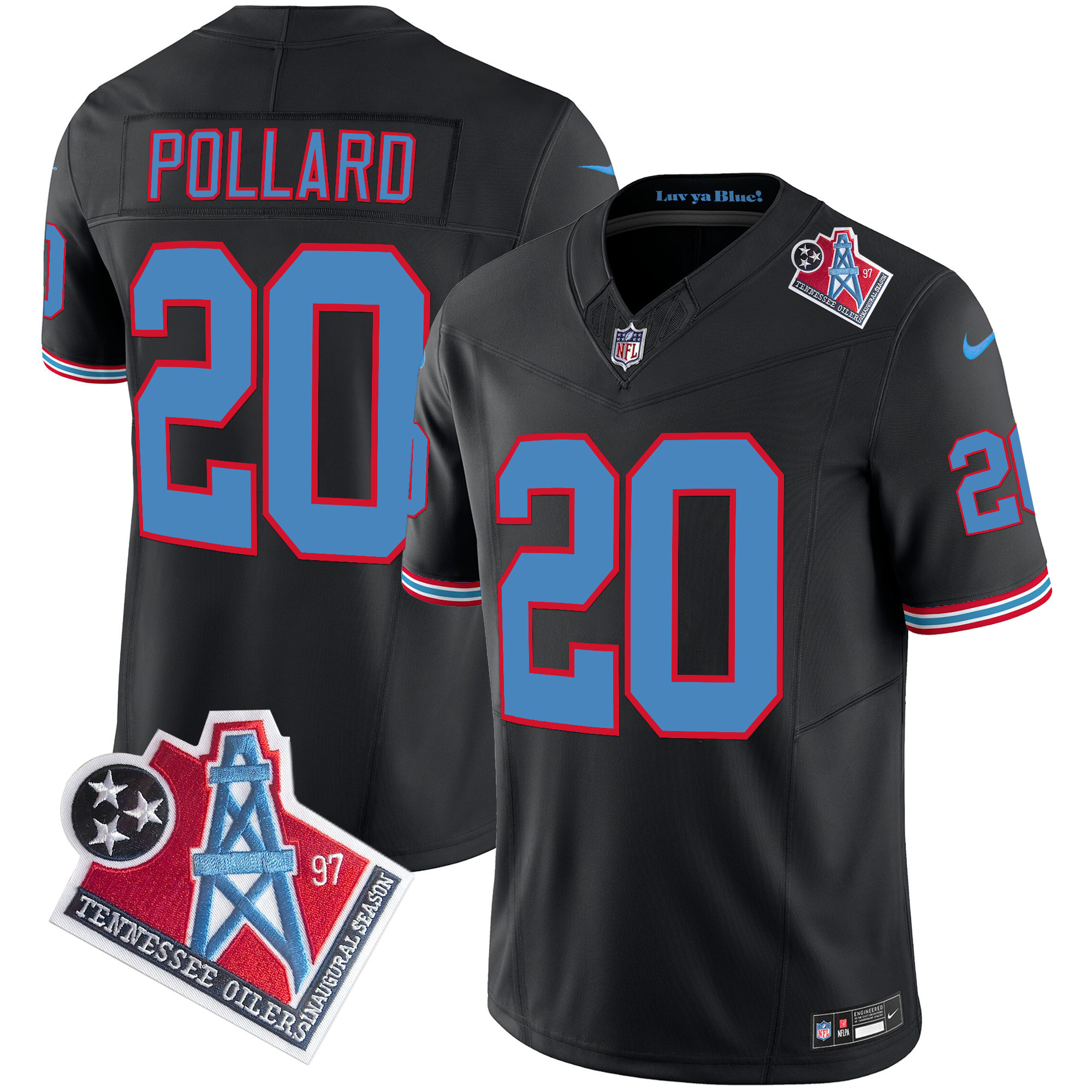 Tony Pollard Men's Tennessee Titans 1997 Throwback Limited Vapor Black Jersey