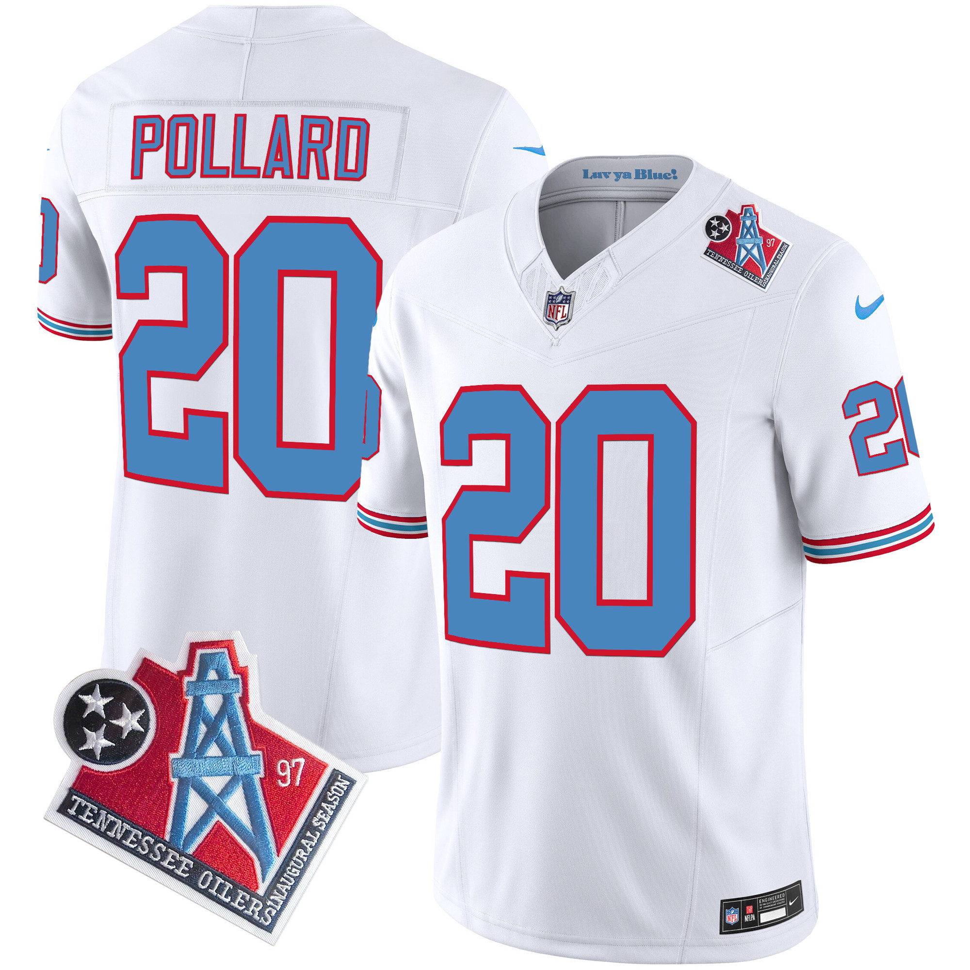 Tony Pollard Men's Tennessee Titans 1997 Throwback Limited Vapor White Jersey